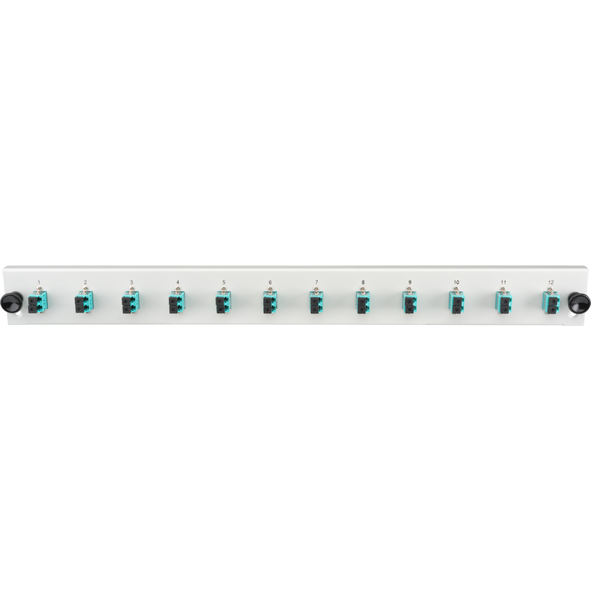 Equipped Front Panel with 12 x LC Duplex Adapter OM4, grey