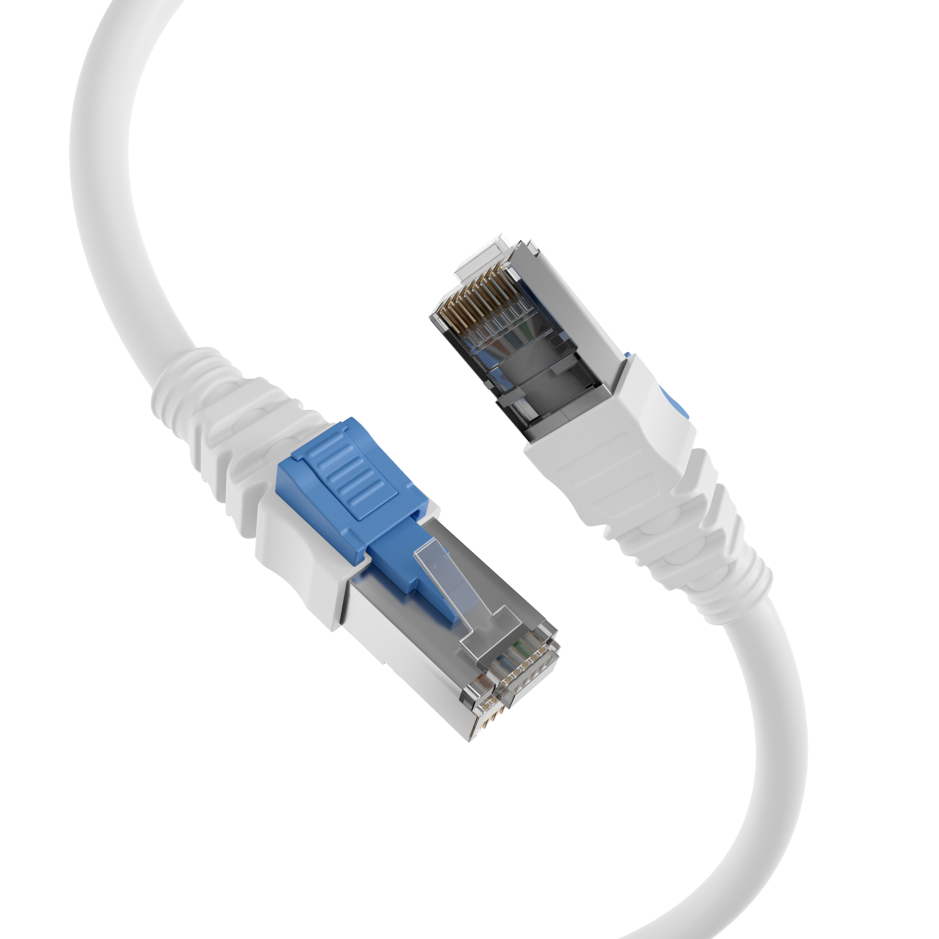 RJ45 Patch Cord Cat.6A S/FTP LSZH BC AWG26 lockable white 1m