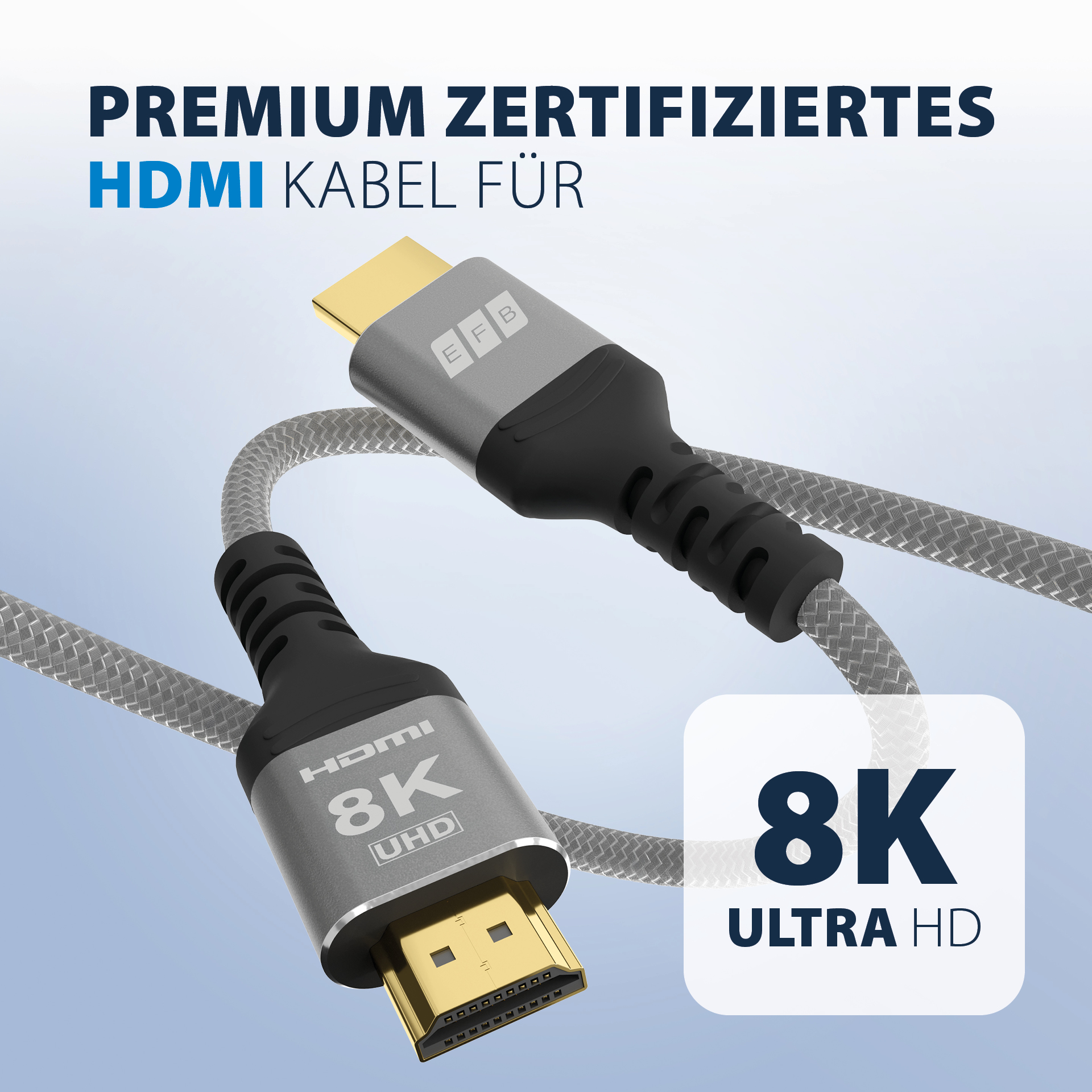 HDMI cable Ultra High Speed ​​8K60Hz 48 Gbit/s 1m gray comp. with HDMI 2.1/2.0