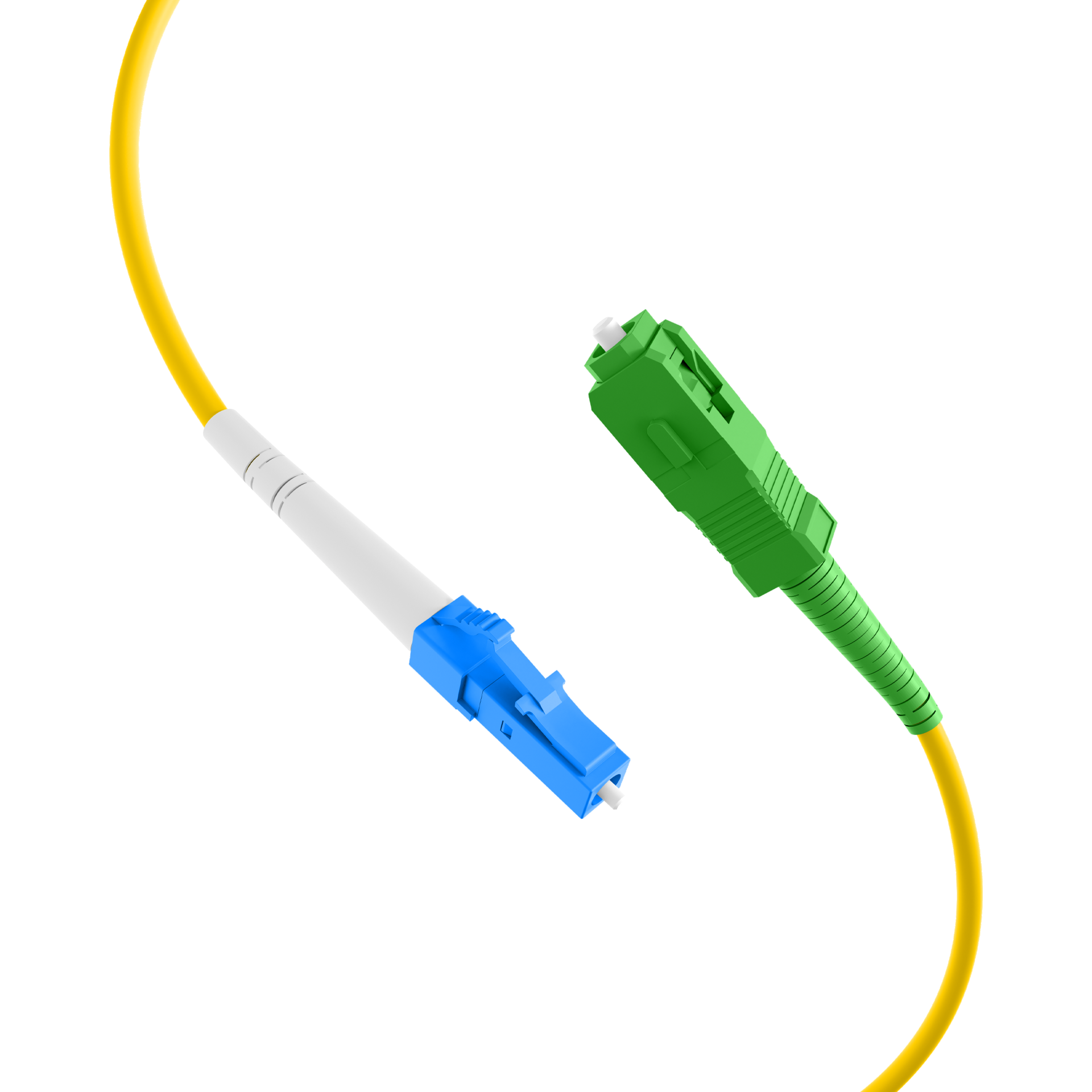 Simplex patch cable LC-SC/APC OS2 G657A2 1m LSZH 2mm yellow
