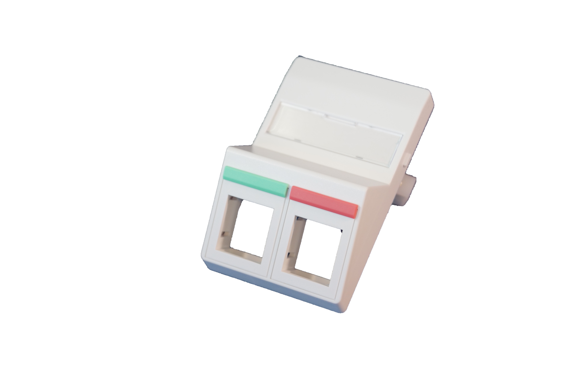 Data outlet 2xRJ45 Keystone Type F angled, lightgrey, incl. frames & ltext field