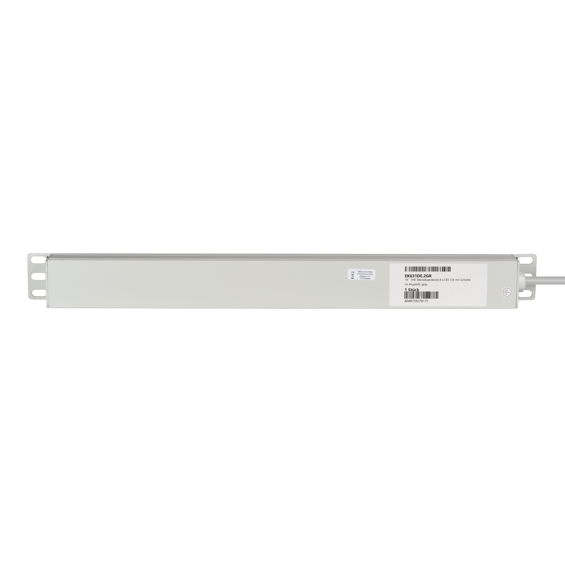 19" 1U Socket Strip 8 x CEE 7/3 with Switch