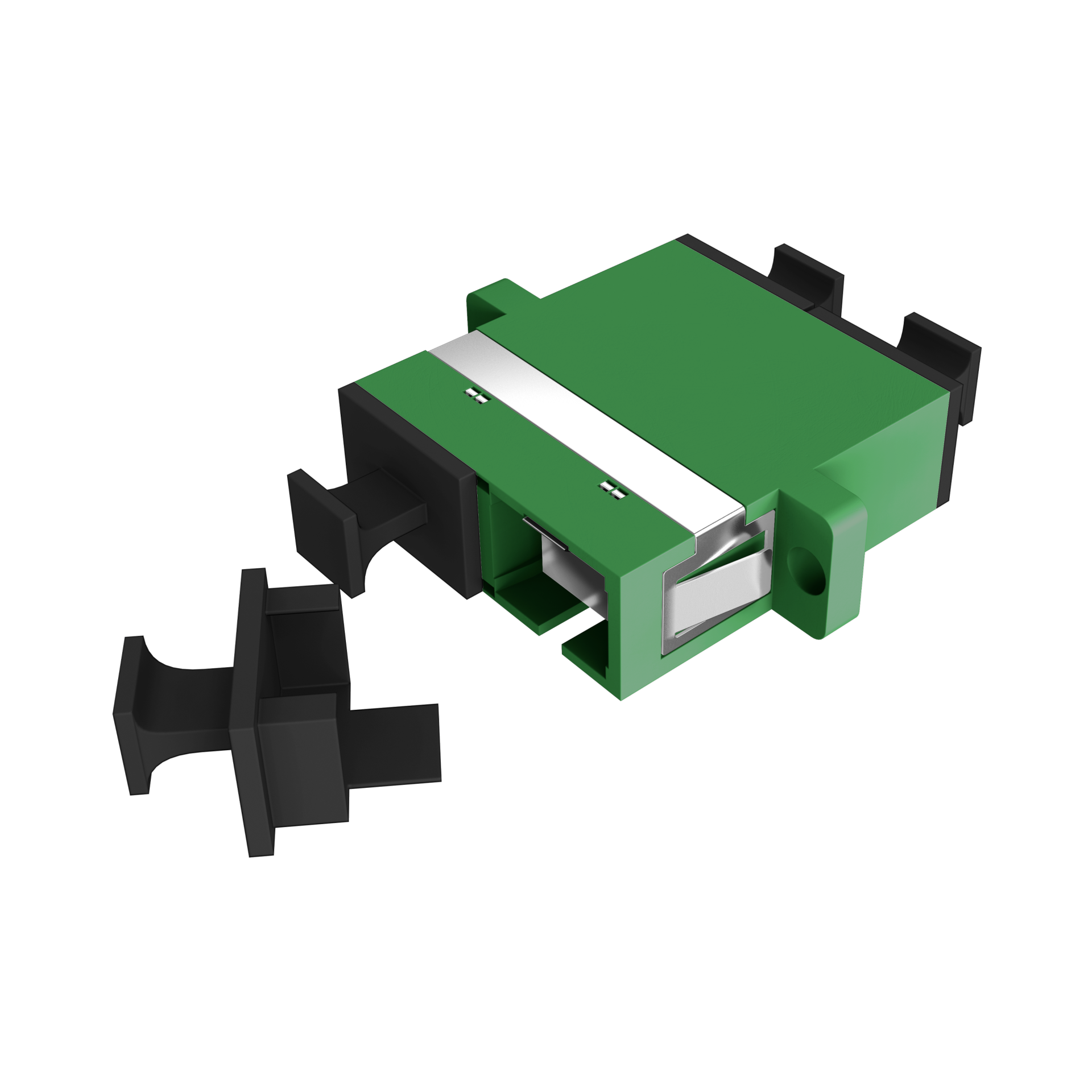 Kupplung SC/APC Duplex OS2 grün mit Shutter Kupplung SC/APC Duplex OS2 grün mit Shutter