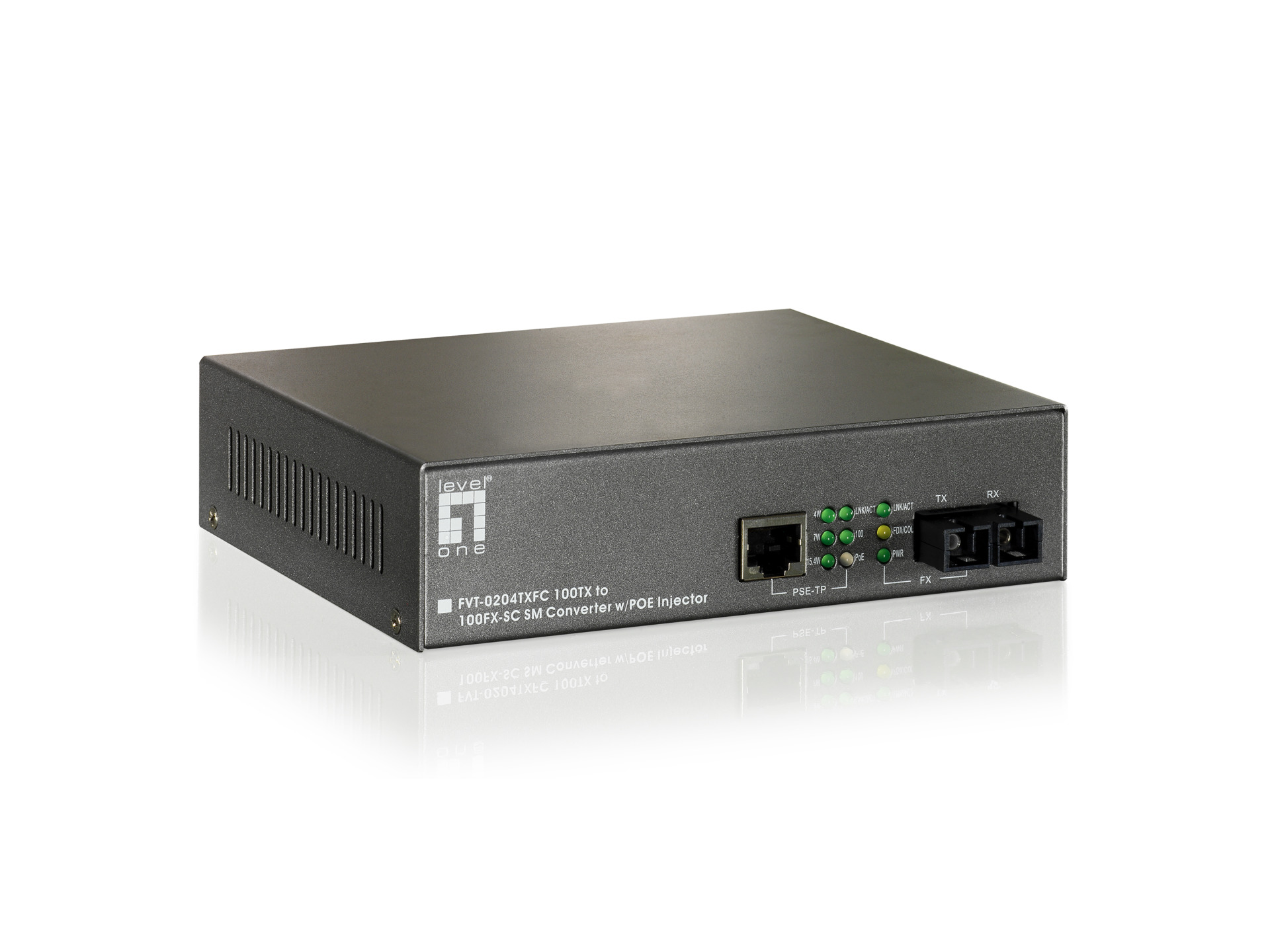 Media Converter + PoE Injector 10/100TX+PoE / 100FX SC MM 2km