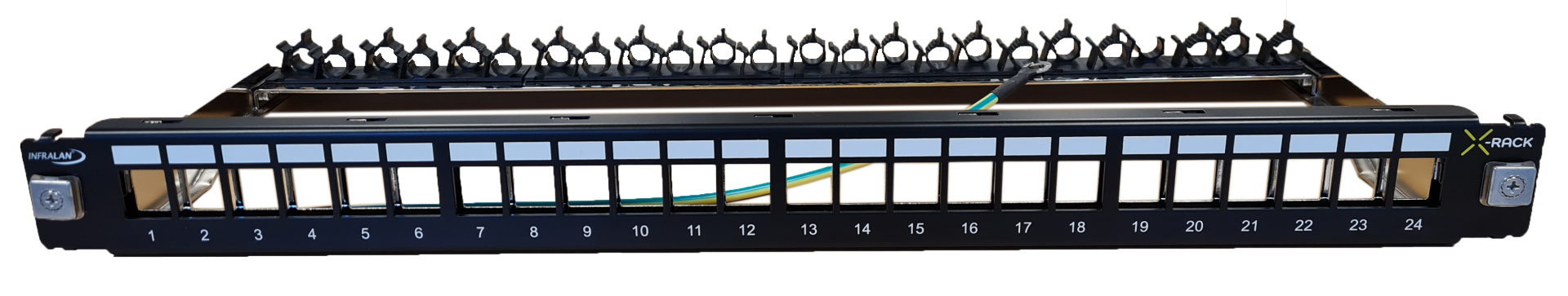 InfraLan Patchpanel 1U 24 x Keystones black, with cable management, Fast-Lock