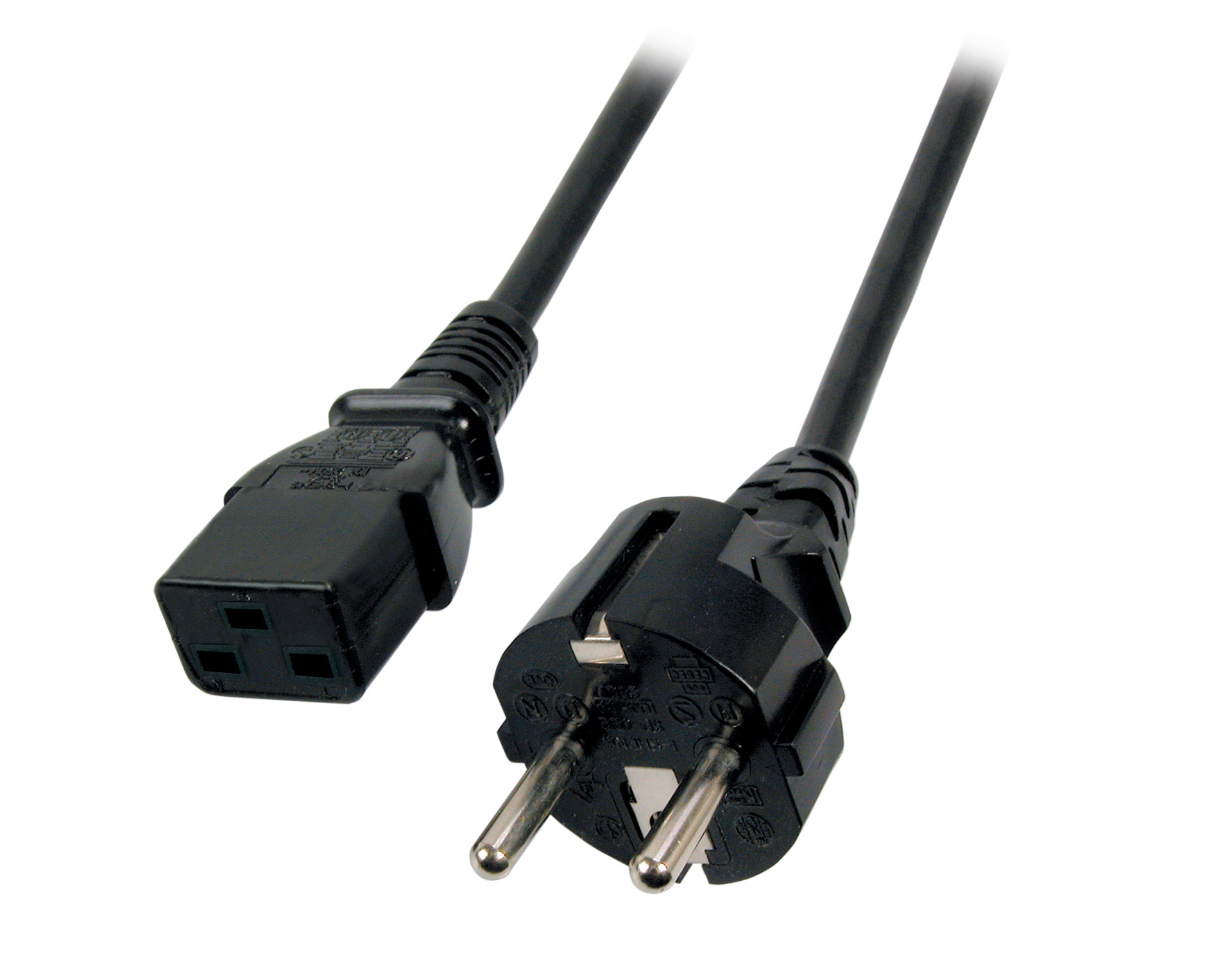 Power Cable CEE7/7 180° - C19 180°, Black, 3.0 m, 3 x 1.50 mm²