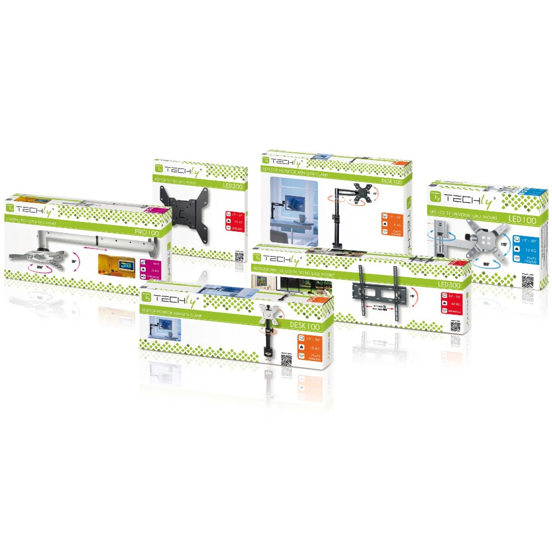 Desk stand for LCD 13"-27", with long arm and clamp