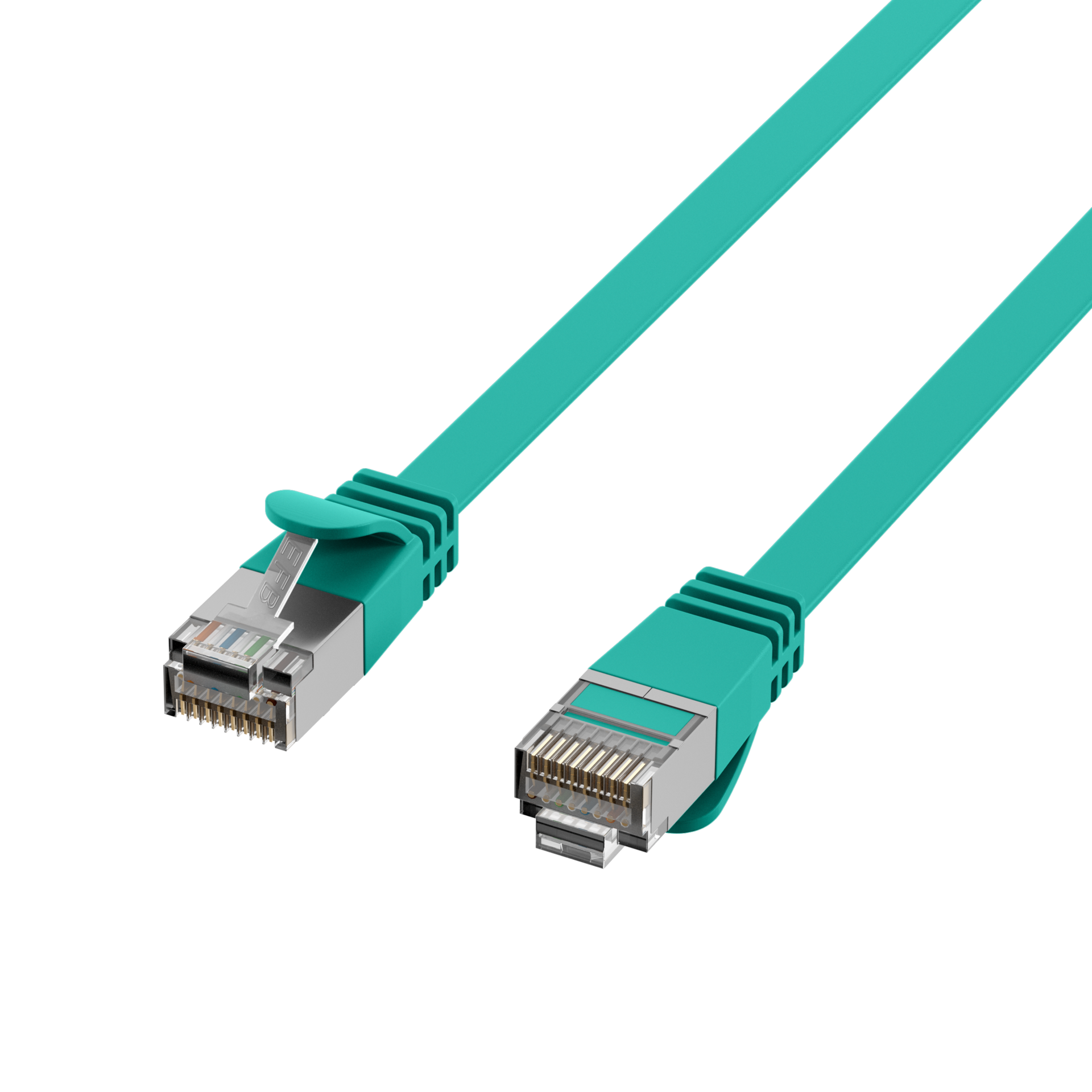RJ45 Flat Patch Cord Cat.6A U/FTP PVC green 5m