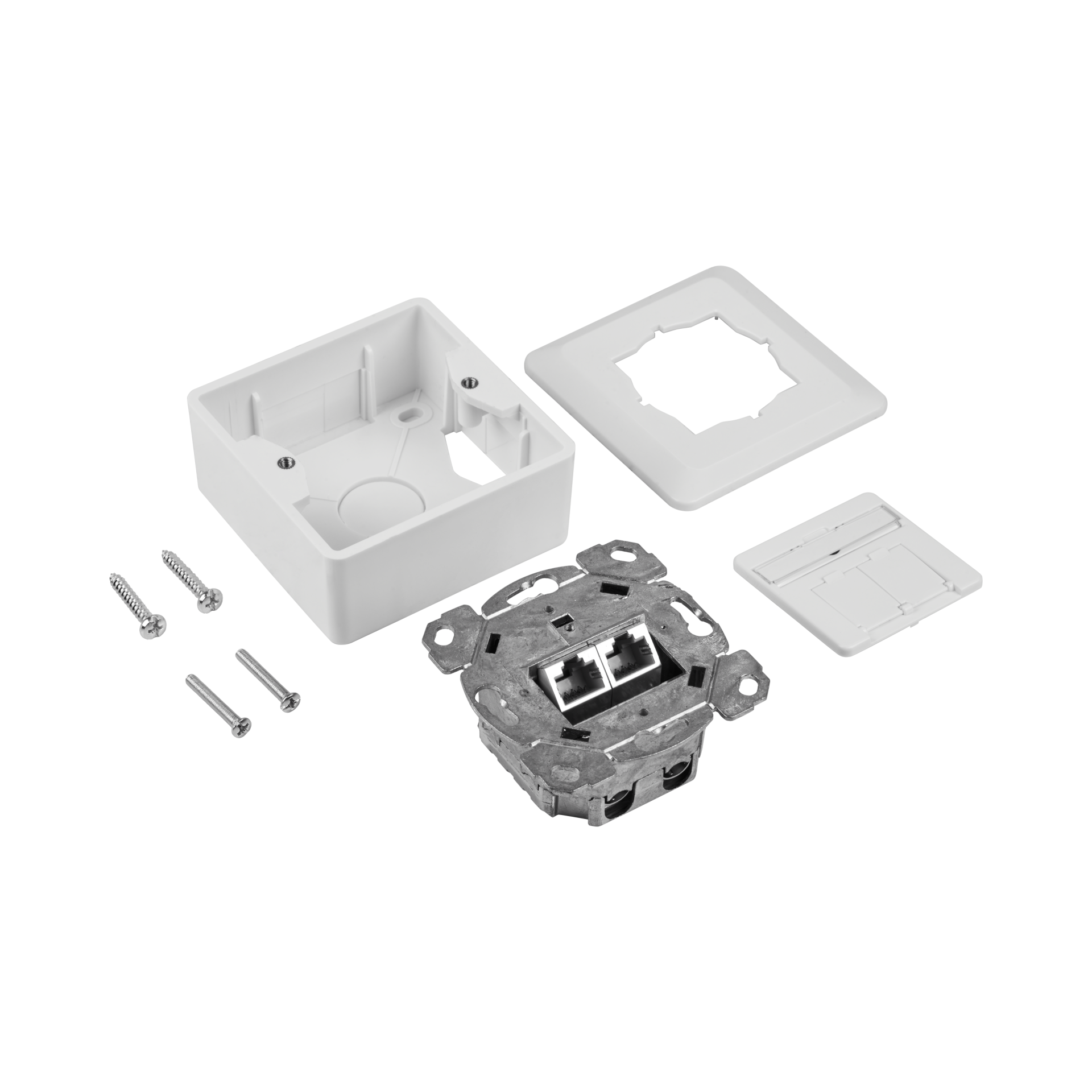 Data outlet Cat.6A 500MHz, Surface, 2xRJ45, RAL9010