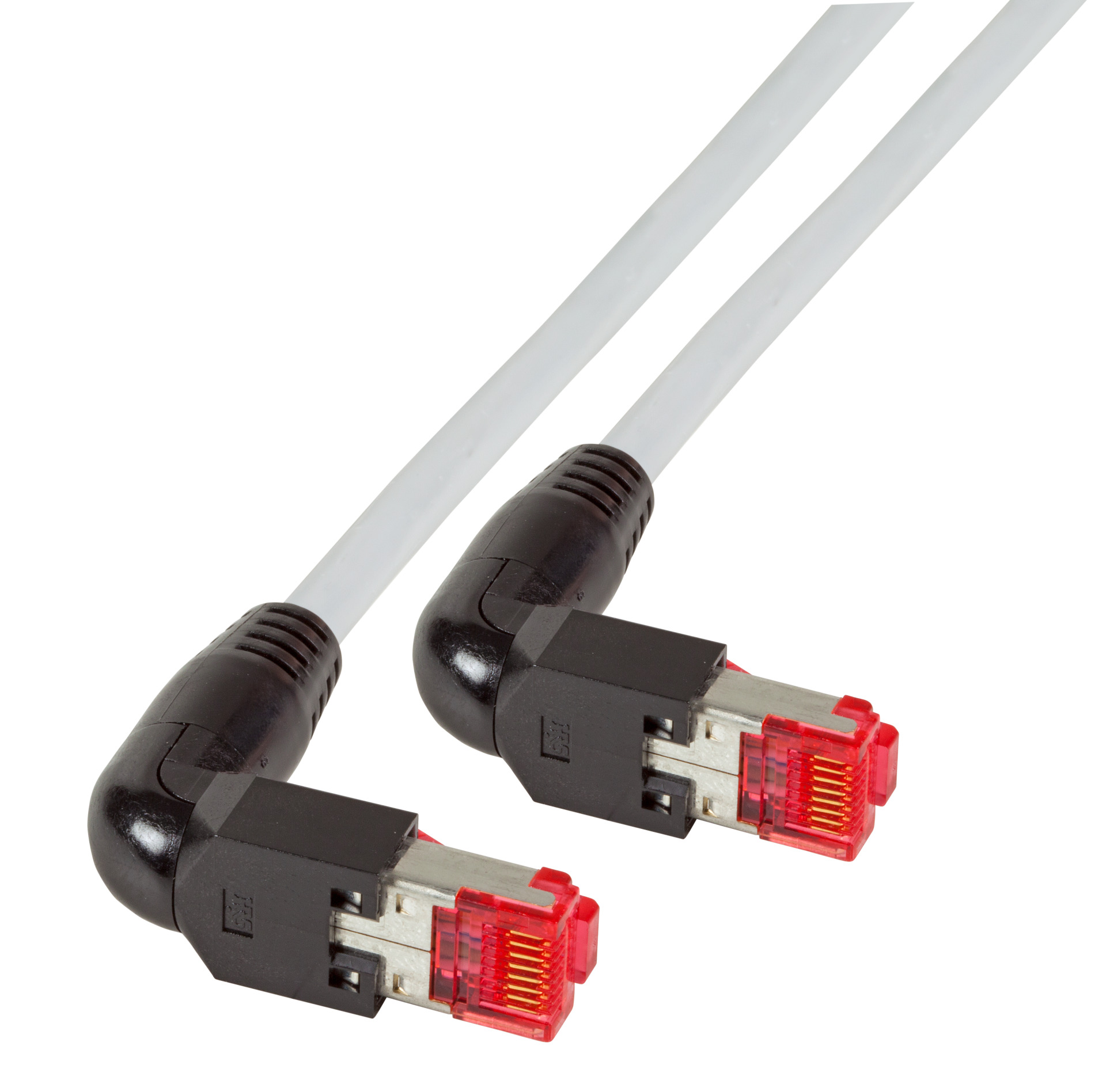 RJ45 Patch cable S/FTP, Cat.6A, 2x TM21 90°, UC900, 1m, grey