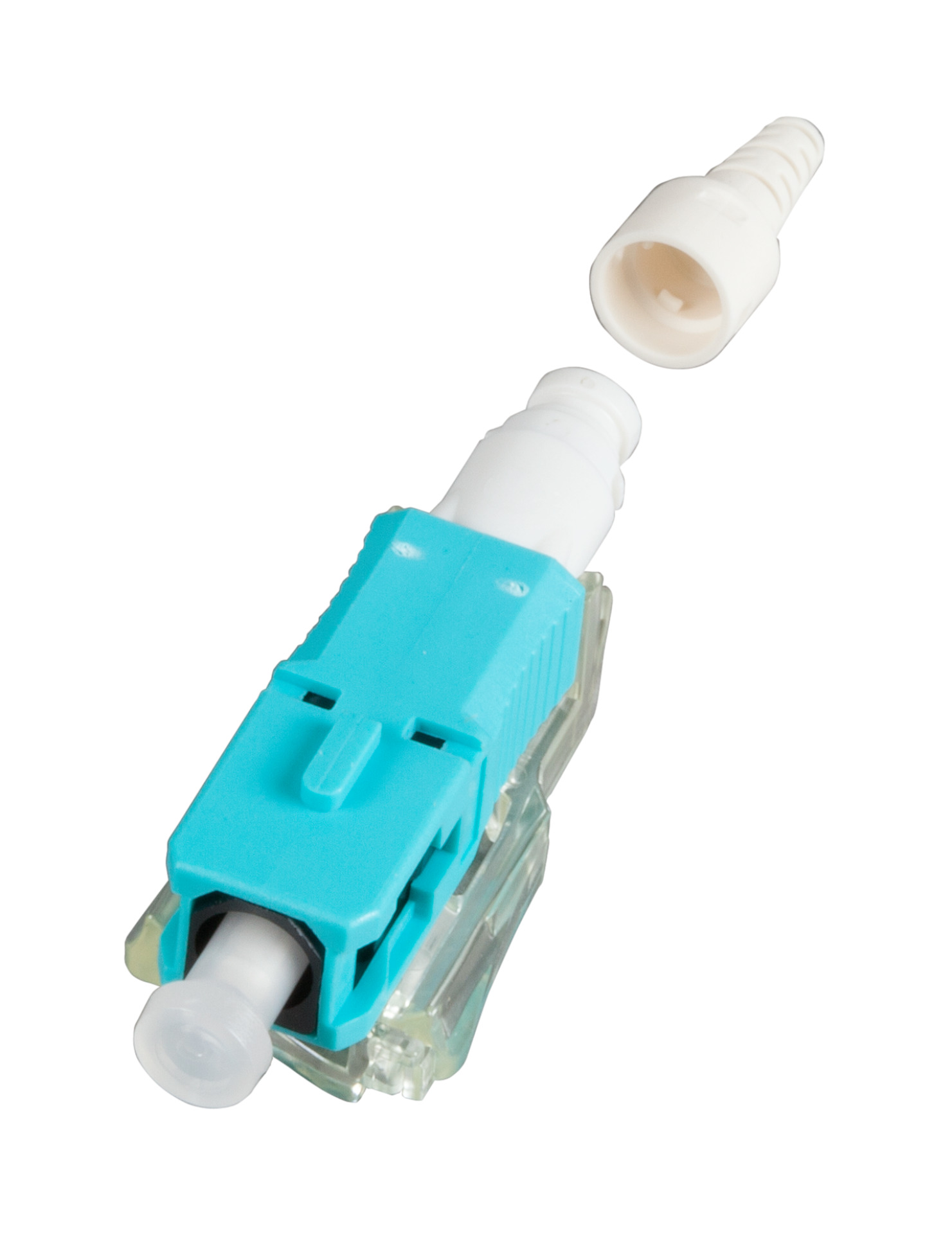 12er Set field installable SC connectors OM3 aqua, with Fiber holder