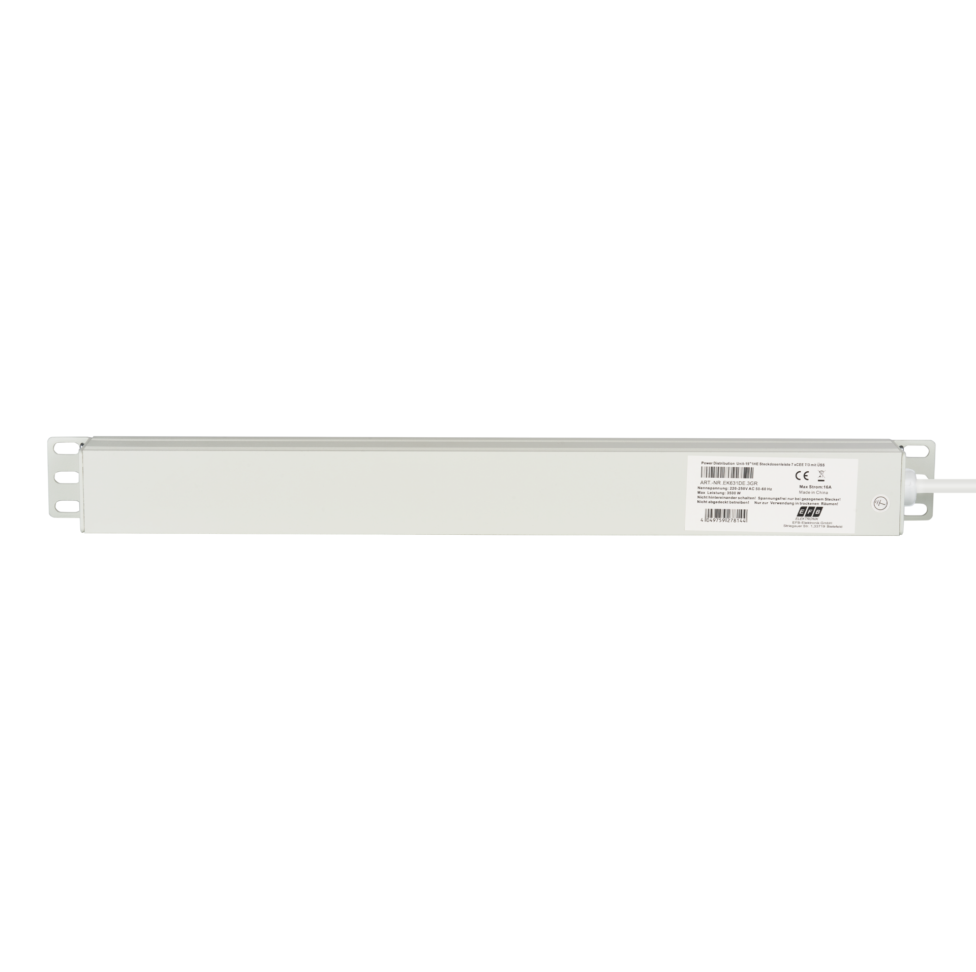 19“ 1U Socket Strip 7 x CEE 7/3 with Surge Protection