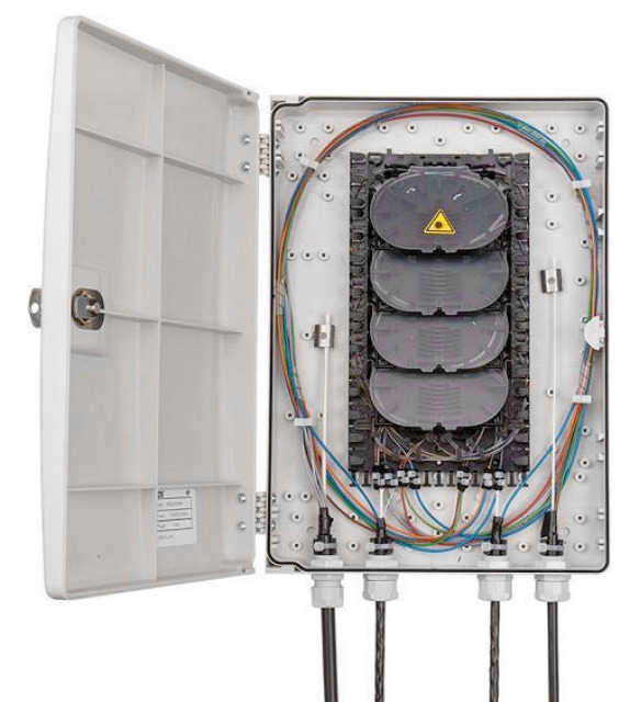 Vægboks Fiber optik,Maks. 48 fiber. incl. splidsekassetter