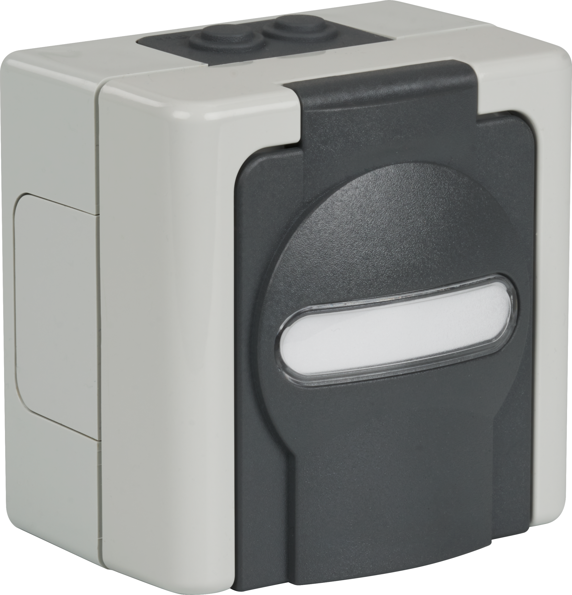 Surface-mounted moisture-proof empty housing for 2 Keystones IP44 colour grey