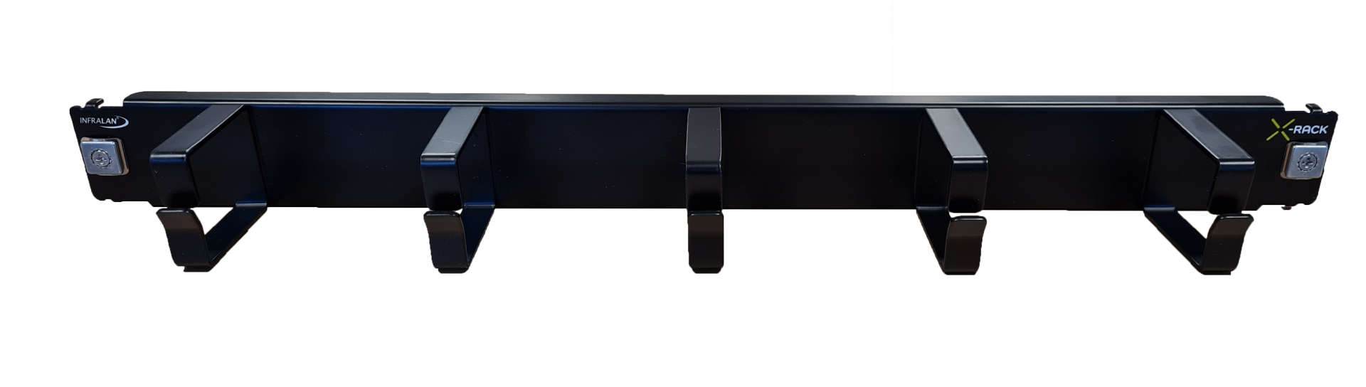 Cable routing panel Fast-lock 1U, 5 brackets, steel, black