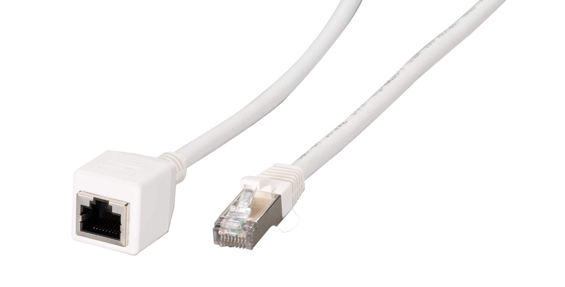 RJ45 patch cable extension Cat.6A, S/FTP, AWG26, white, 1m