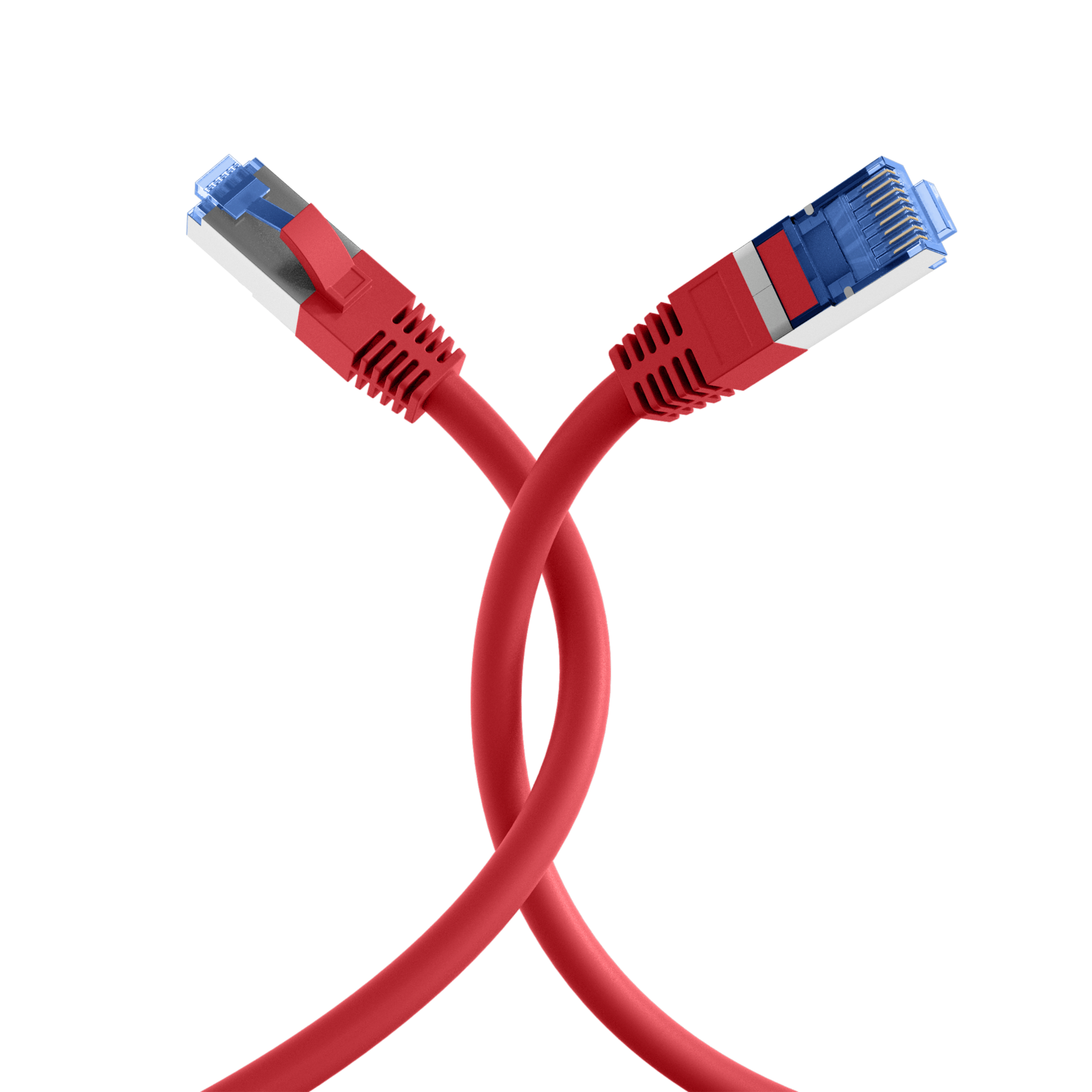 RJ45 Patch Cord Cat.6A S/FTP TPE Cat.7 raw cable superflex red 10m