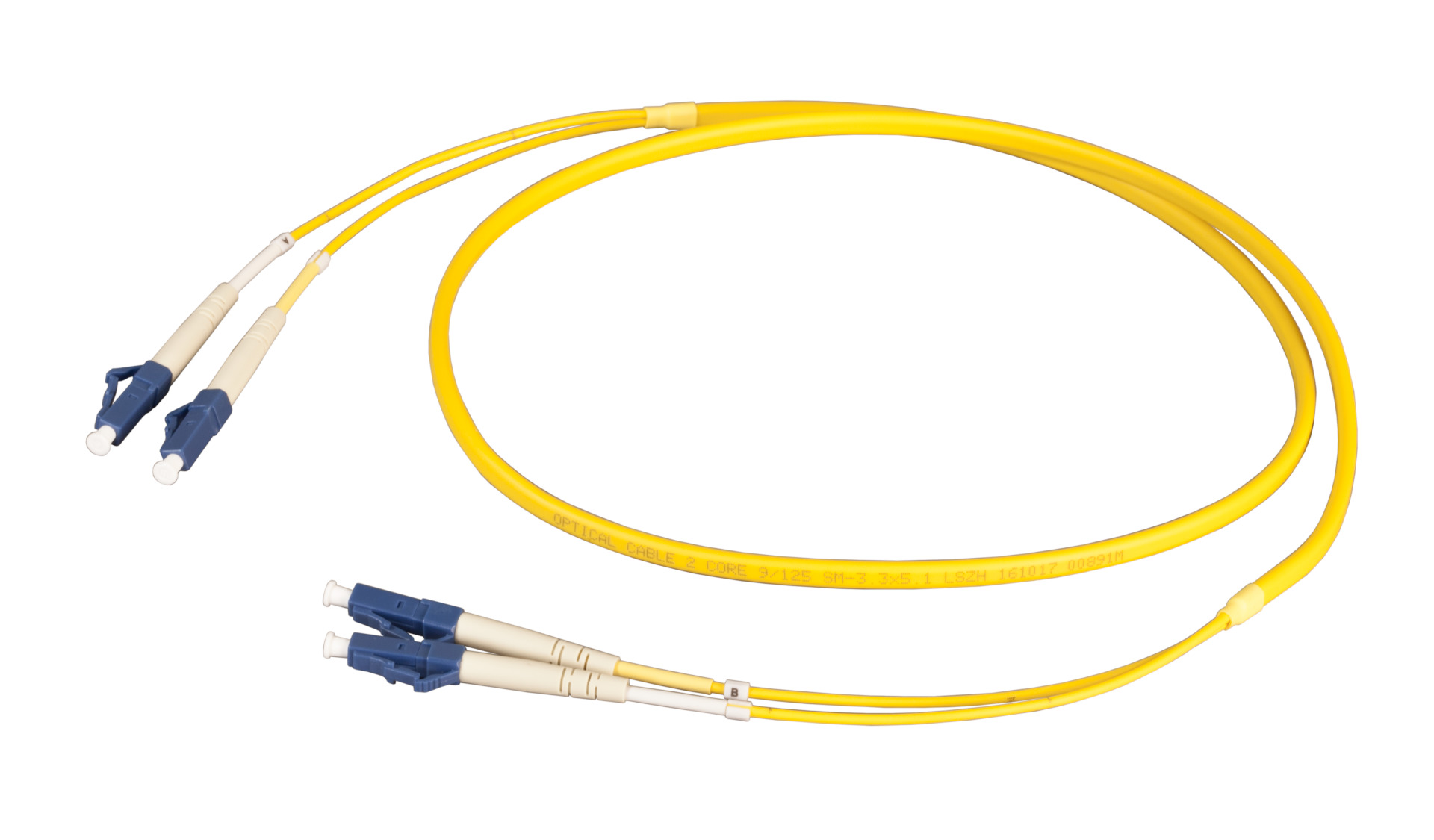 Duplex Jumper LC-LC 9/125µ, OS2, LSZH, yellow, Flat Twin 3x5mm, 3m