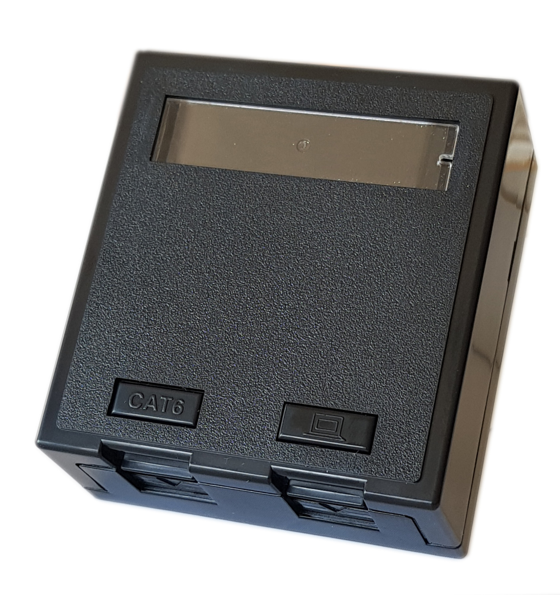 Officebox for 2 x RJ45 Keystone w shutter, Black RAL9006