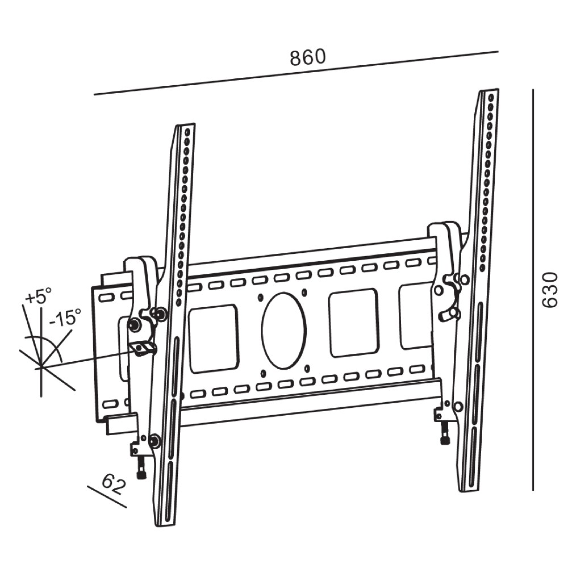 Techly tiltable LED TV wall bracket for 42-100" flat-panel TVs