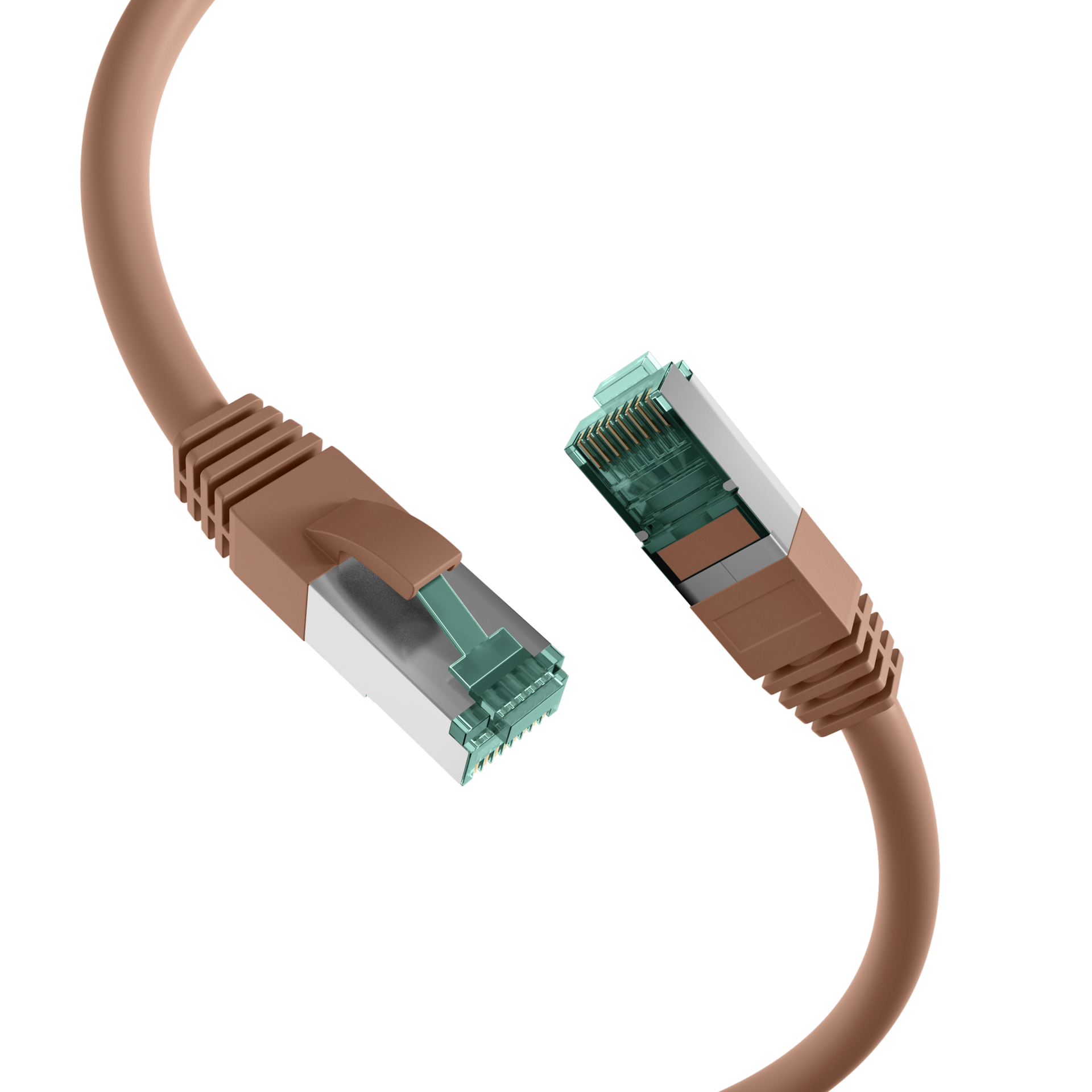 RJ45 Patch Cord Cat.6A S/FTP LSZH braun 15m