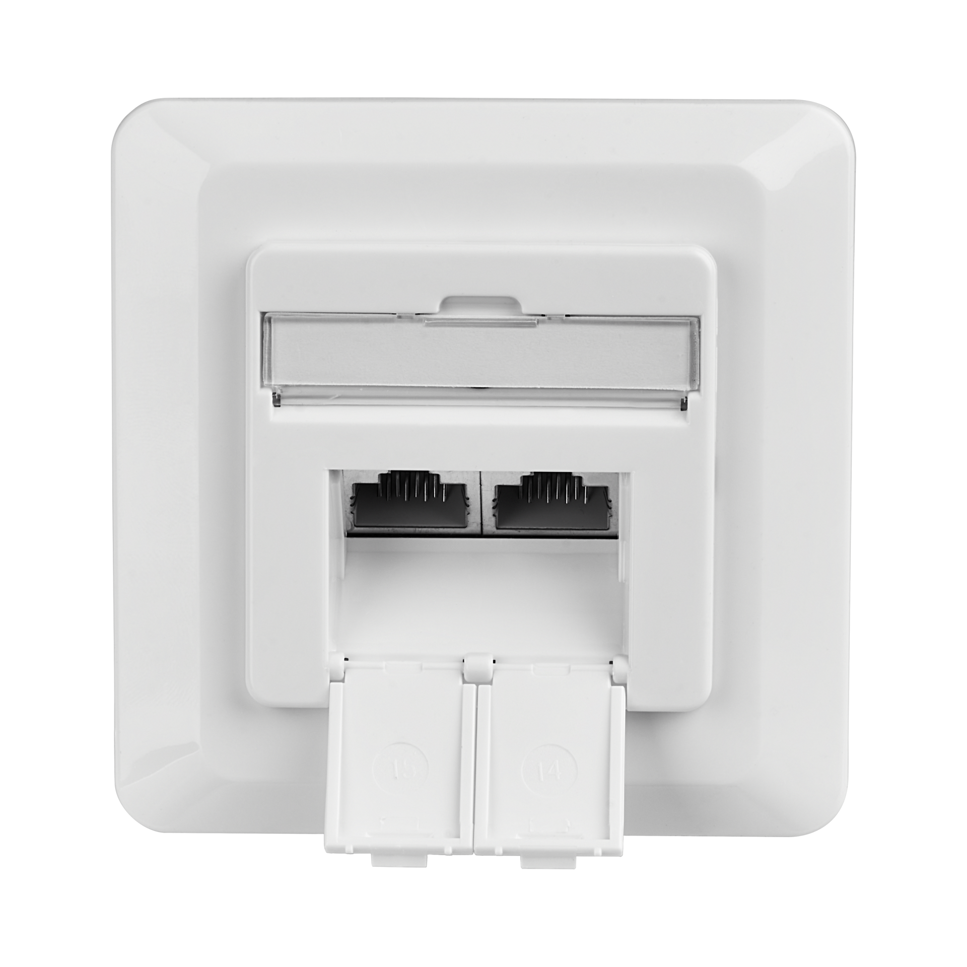 Data outlet Cat.6 250MHz, up/down, Flush, 2xRJ45, RAL9010