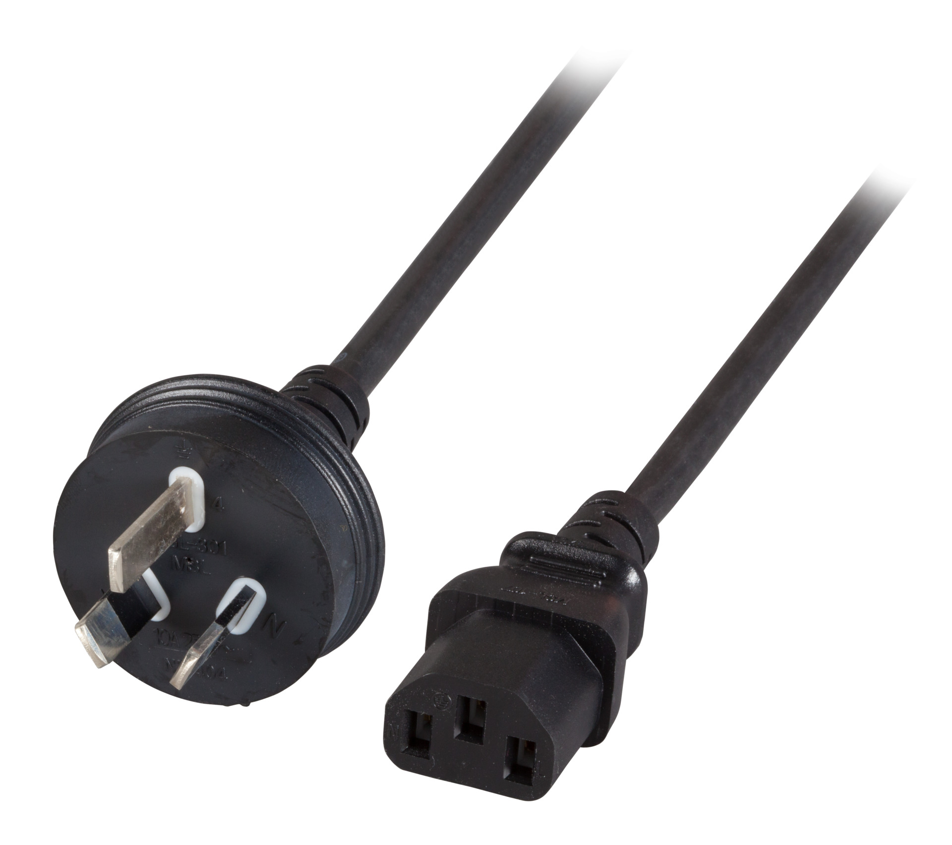 Power Cable Australia - C13 180°, Black, 1.8 m, 3 x 0.75 mm²