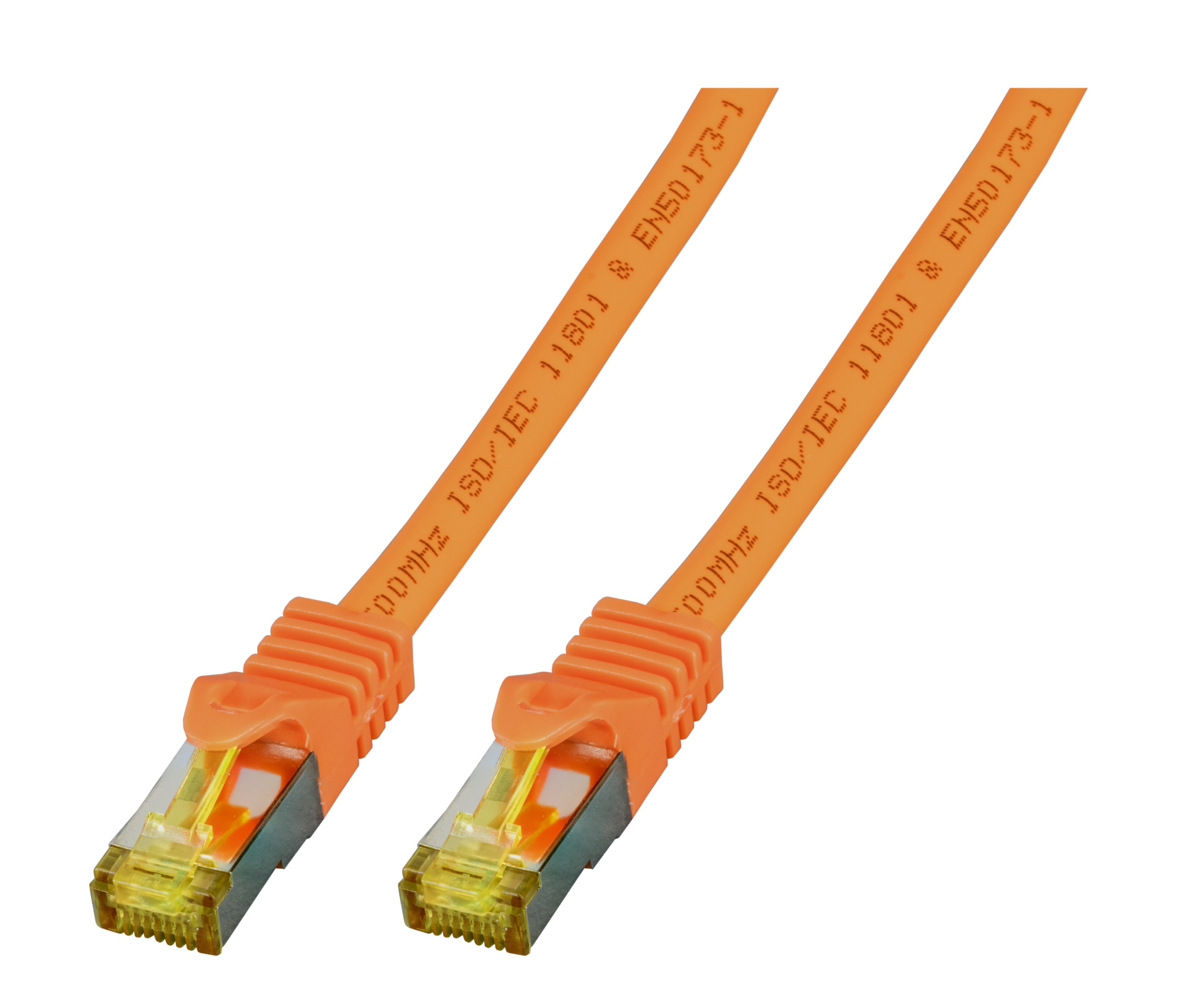 RJ45 Patch cable S/FTP, Cat.6A, LSZH, Cat.7 Raw cable, 0,5m, orange