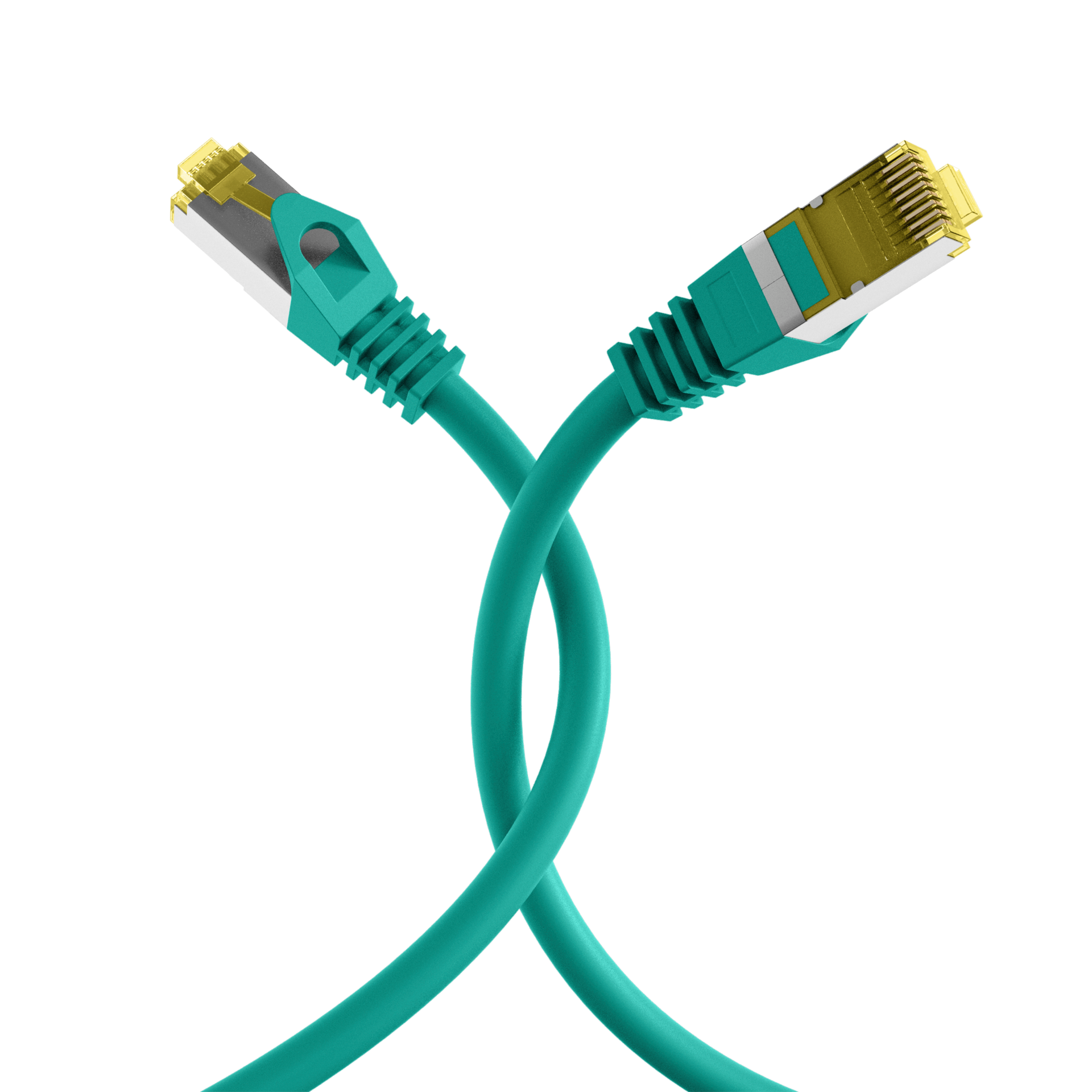 RJ45 Patch cable S/FTP, Cat.6A, LSZH, Cat.7 Raw cable, 0,15m, green