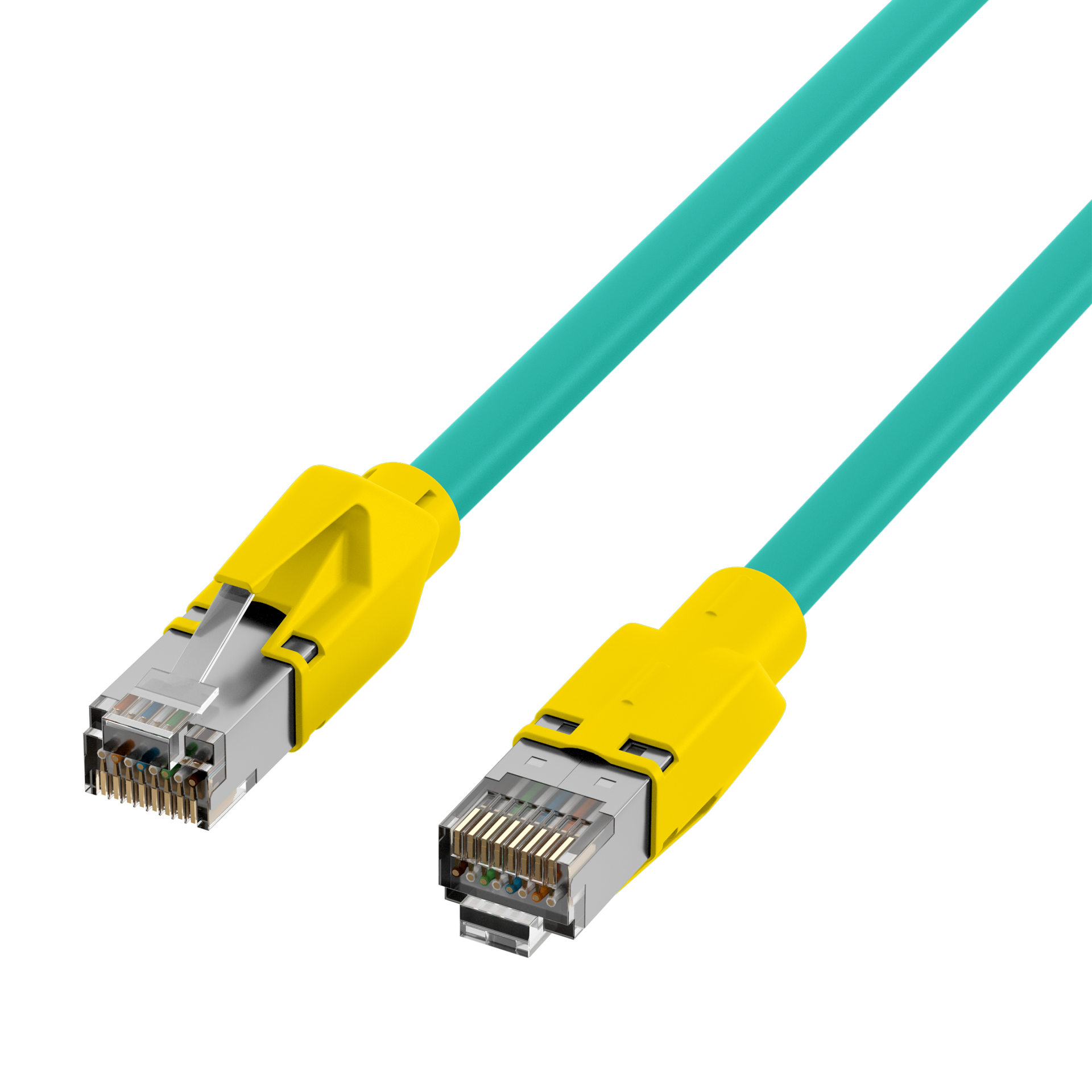 RJ45 Patchkabel Cat.5e SF/UTP PUR  TM21 Tülle gelb schleppfähig grün 2m