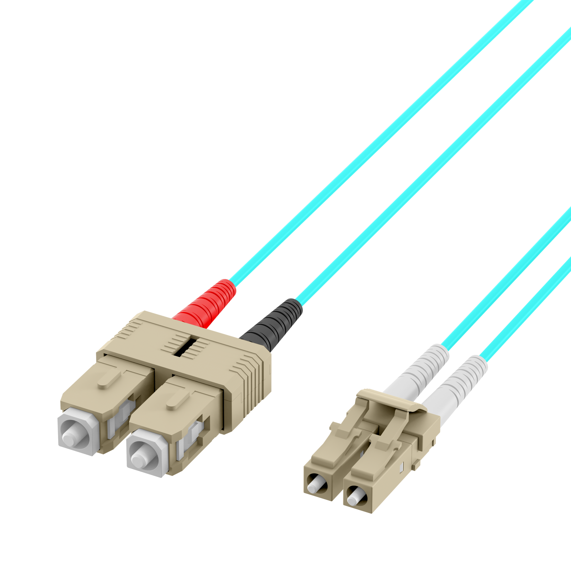 Duplex Patchcable LC-SC OM3 50m LSZH 2mm aqua