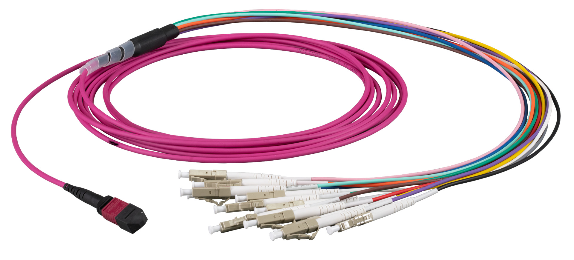 MTP®-F/LC 12-fiber patch cable OM4, LSZH erica-violet, 10m