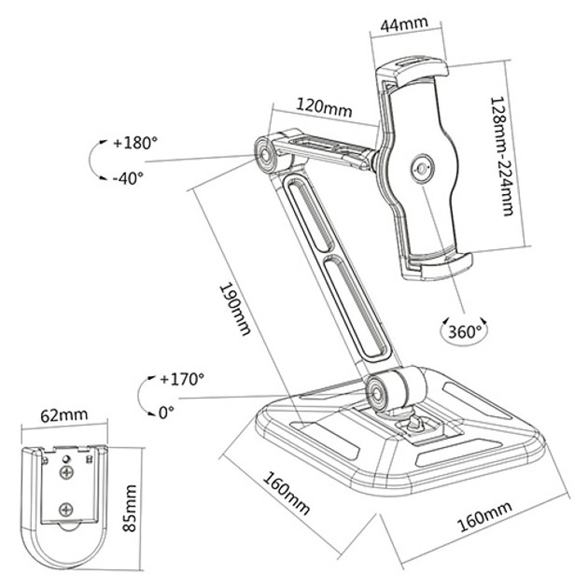 Tablet/Ipad Wall and Desk Support for  4.7"-12.9"