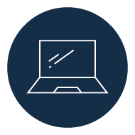 Ikon af en bærbar computer på en mørkeblå baggrund - symbol for mobilt arbejde, it-tilbehør og notebook-applikationer