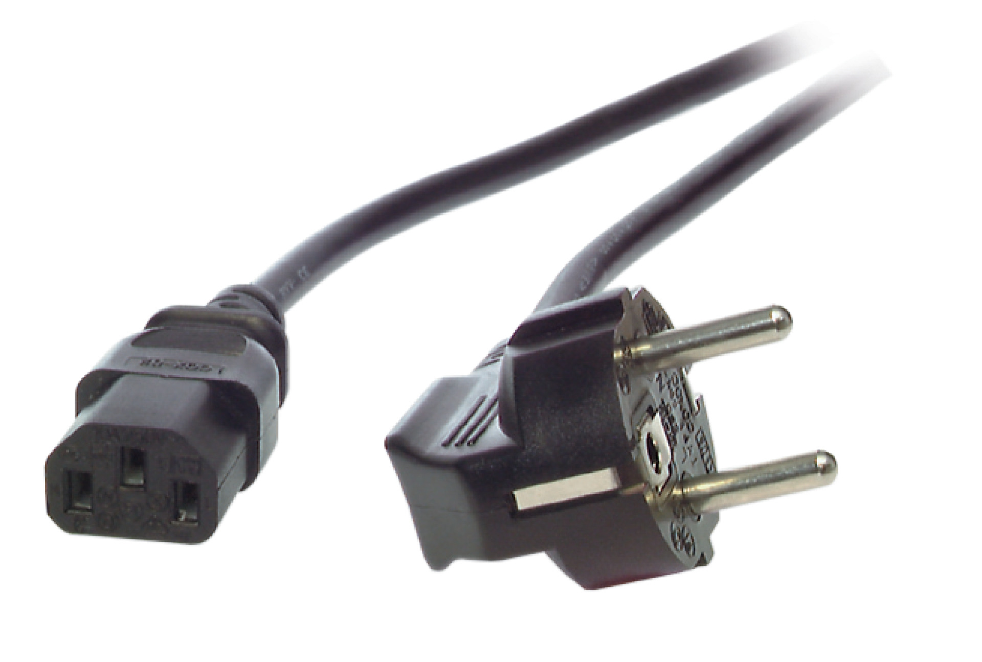 Power Cable CEE7/7 90° - C13 180°, Black 2.0 m, 3 x 0.75 mm²