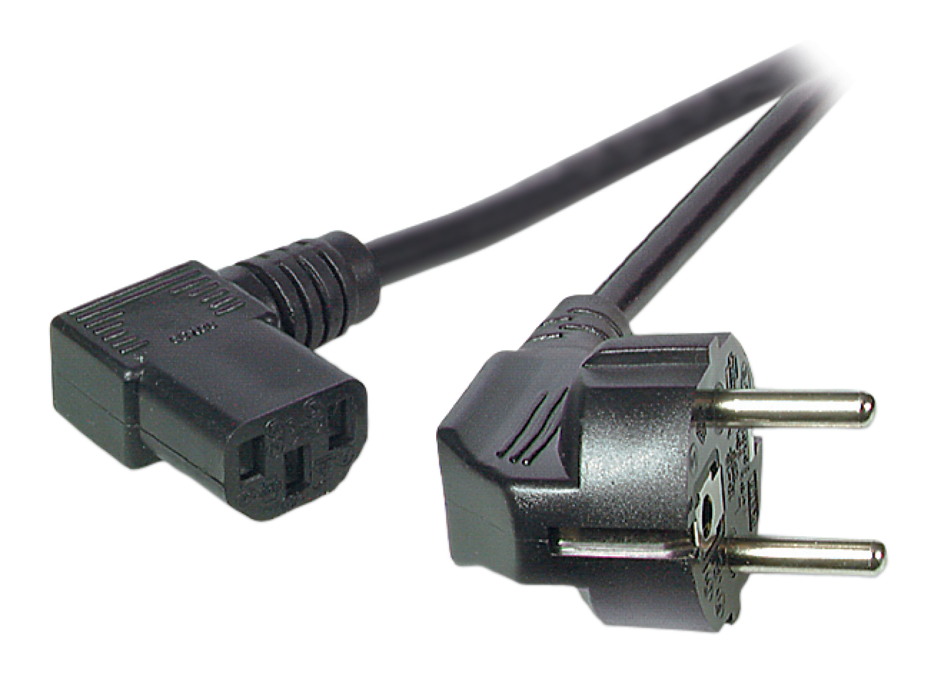 Power Cable CEE7/7 90° - C13 90°, Black, 2.0 m, 3 x 0.75 mm²