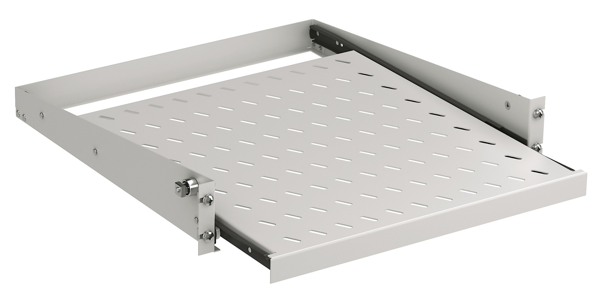 19" 2U Pull-Out Shelf, D=455 mm, Front Mounting, 20 kg, RAL7035