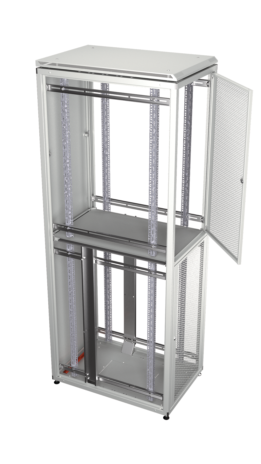 Co-Location Rack PRO, 4 x 11U, 600x800 mm, F+R 1-Part Perforated, RAL7035