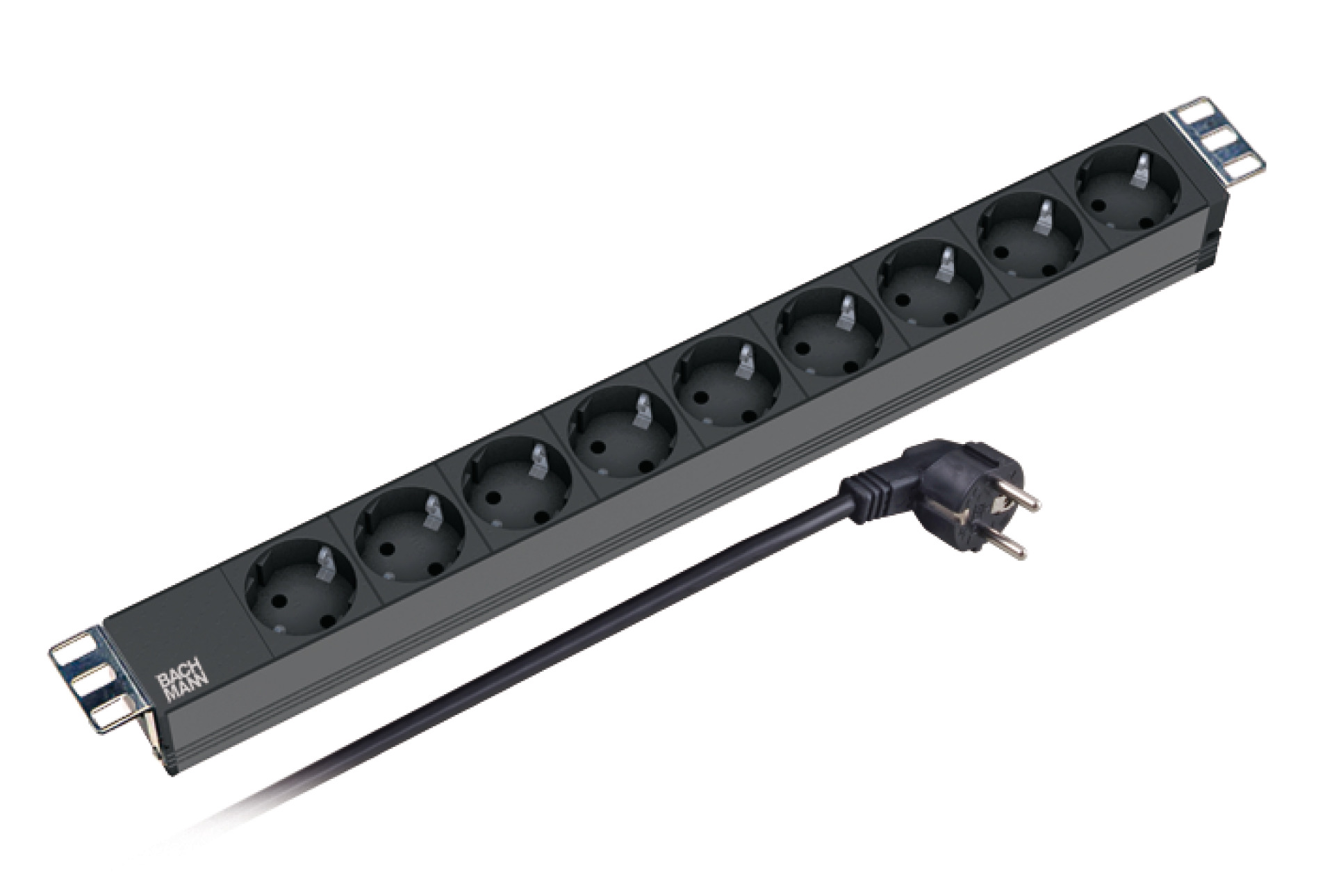 19" 1U Socket Strip 9 x CEE7/3 without Switch, Black