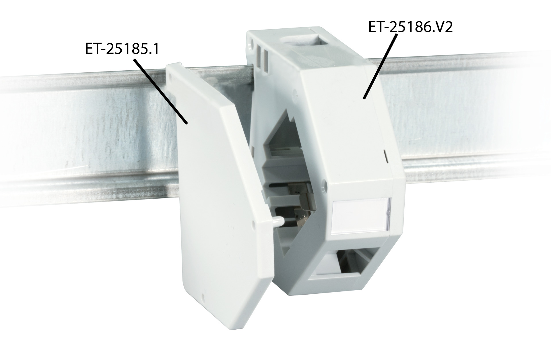 Keystone holder 1-Port, for DIN Rail, plastic