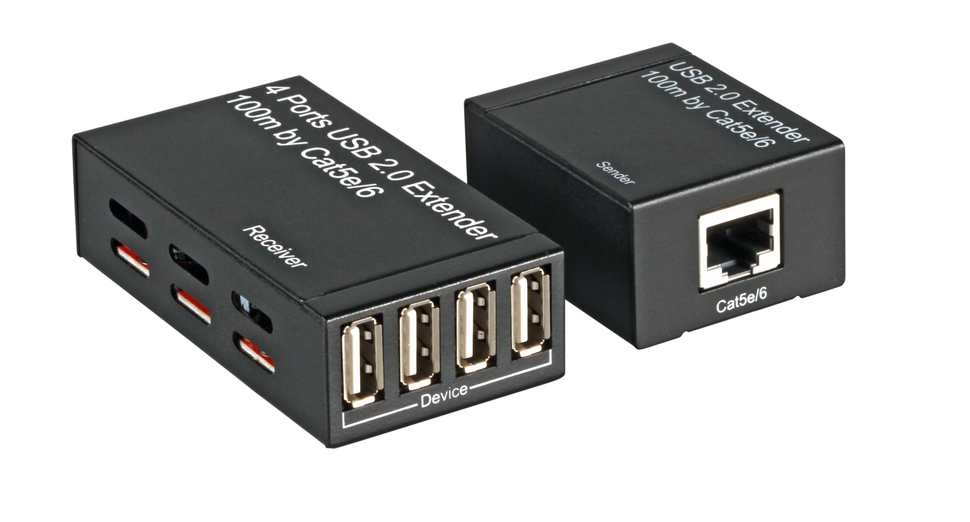 USB2.0 Extender Cat.5e/6 100m 4-Port, incl. PS