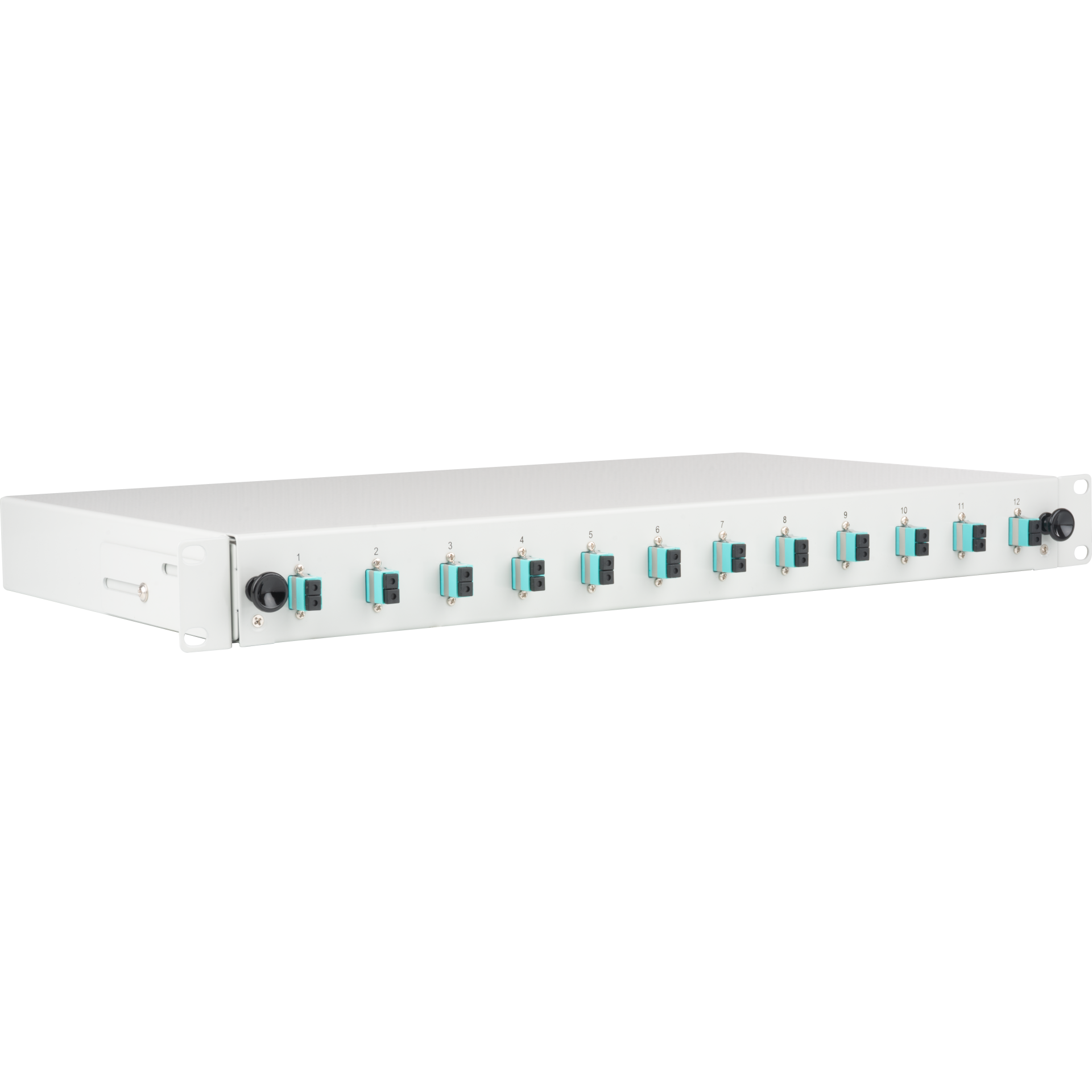 Splice box gy sliding LC OM3 24x pigtail and 12x duplex adapter