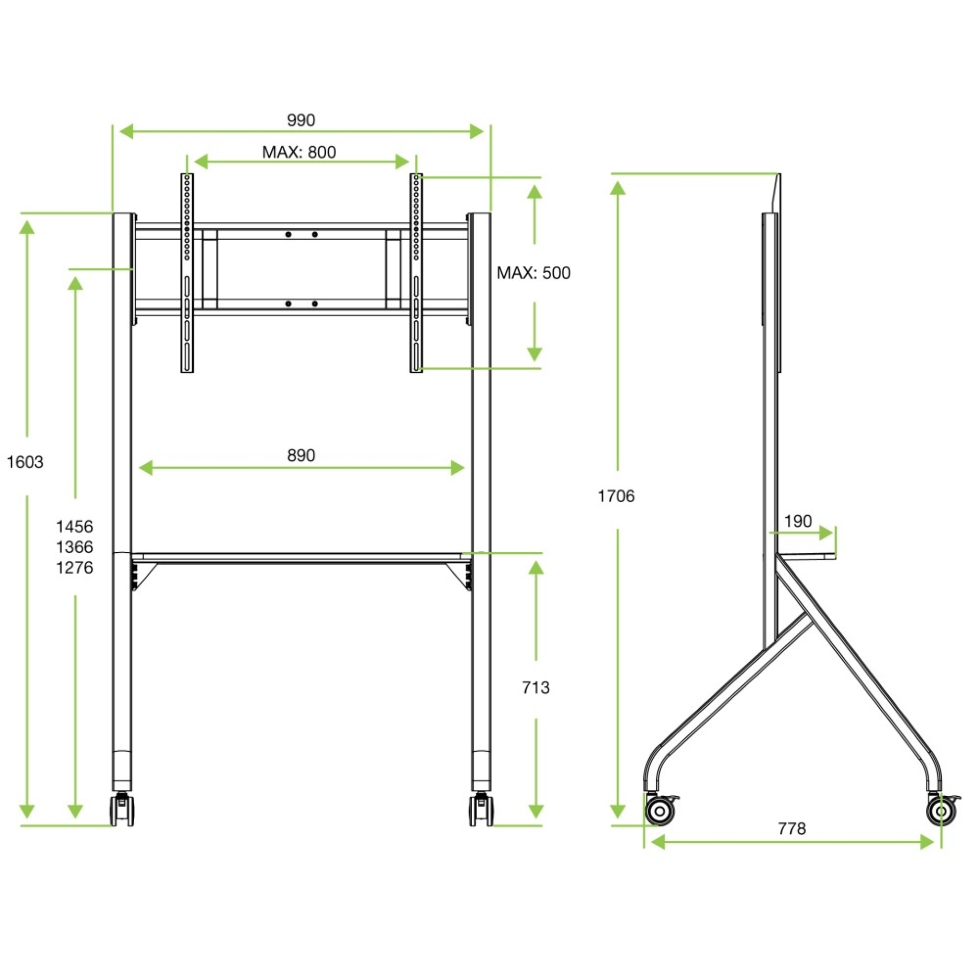 TV Trolley for 55-86" LCD/LED/Plasma TV black