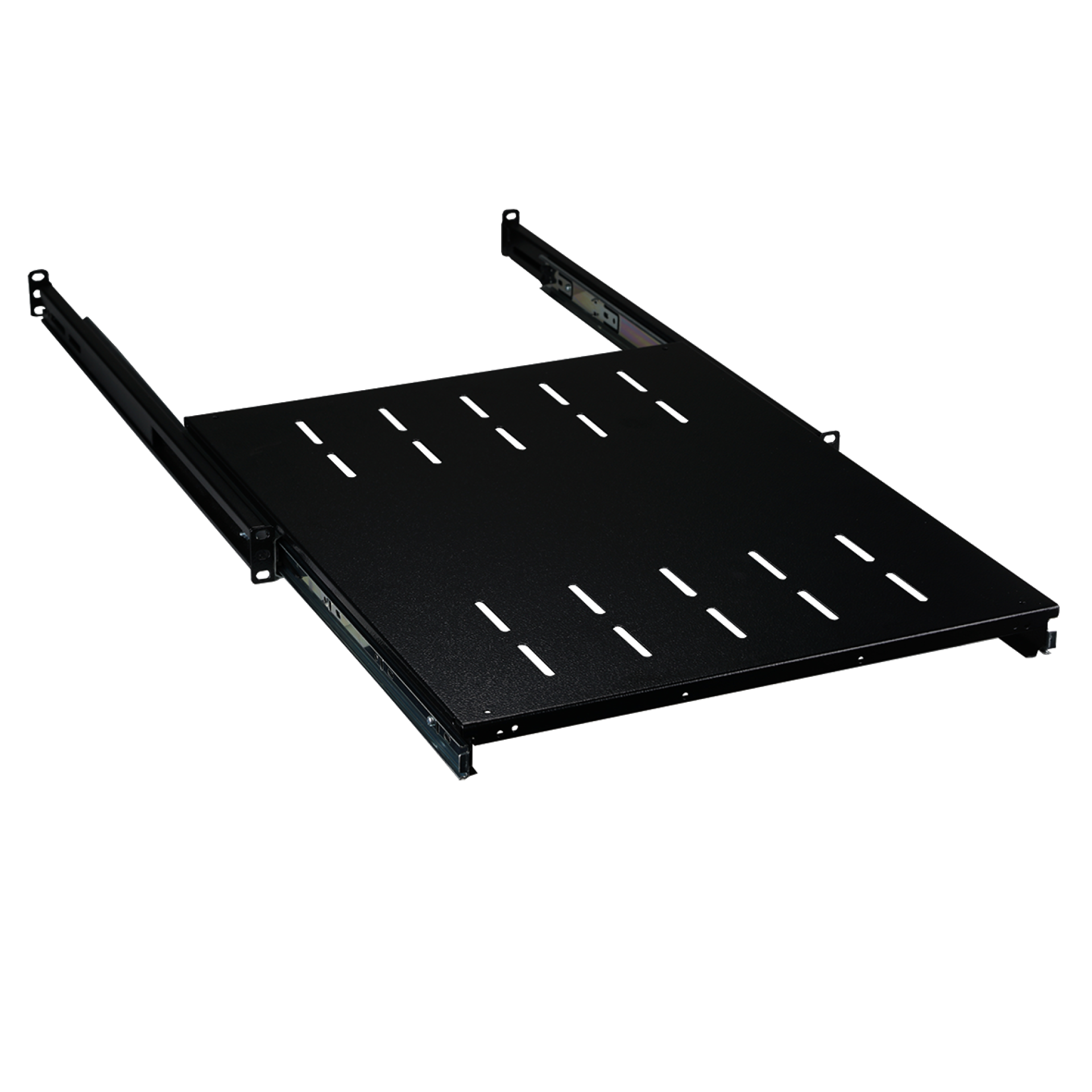 19" 1U Pull-Out Shelf, MD 408..612 mm, Max. Load 30 kg, CD 600, RAL9005