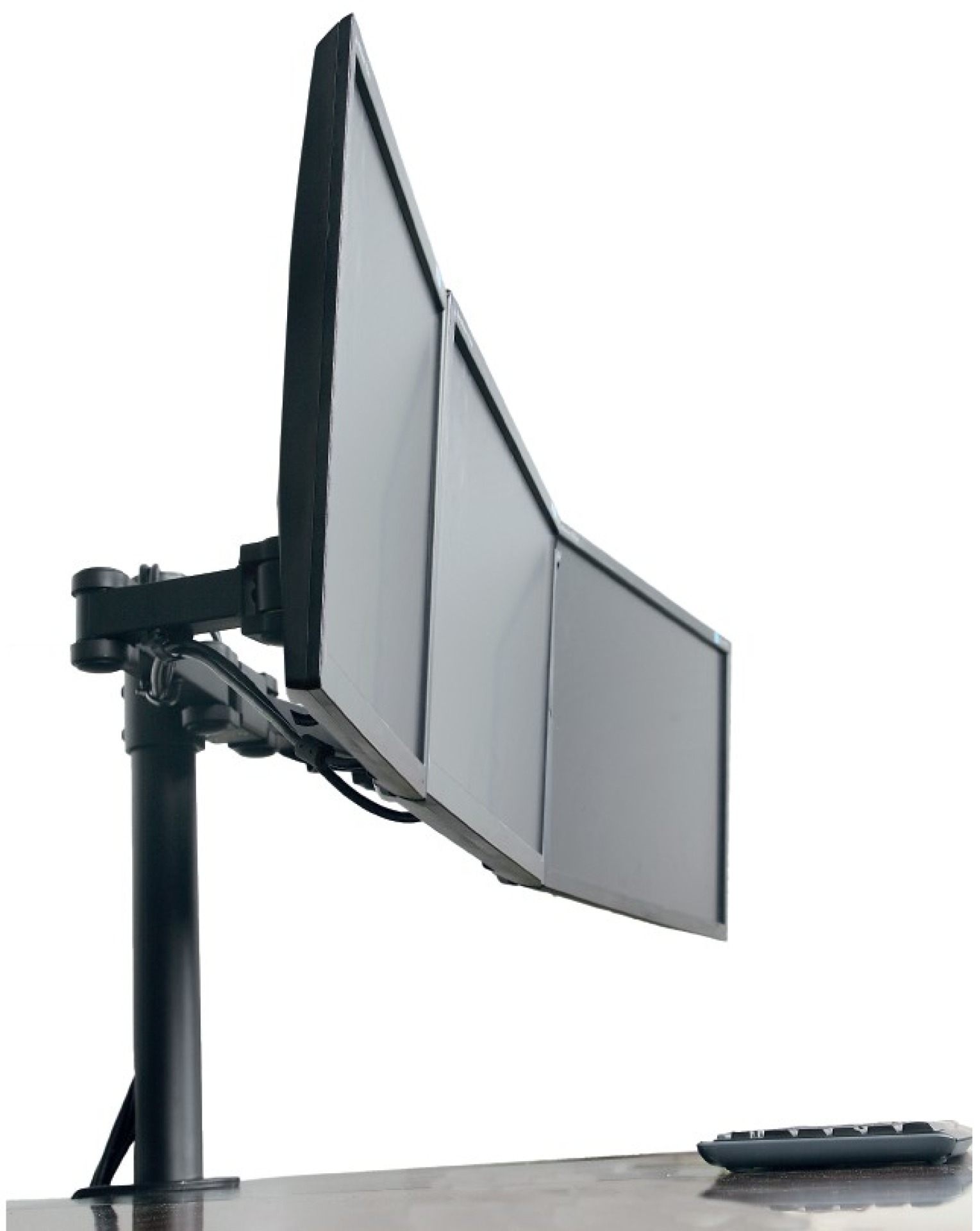 Desk stand for 3 LCDs 13"-24", with clamp