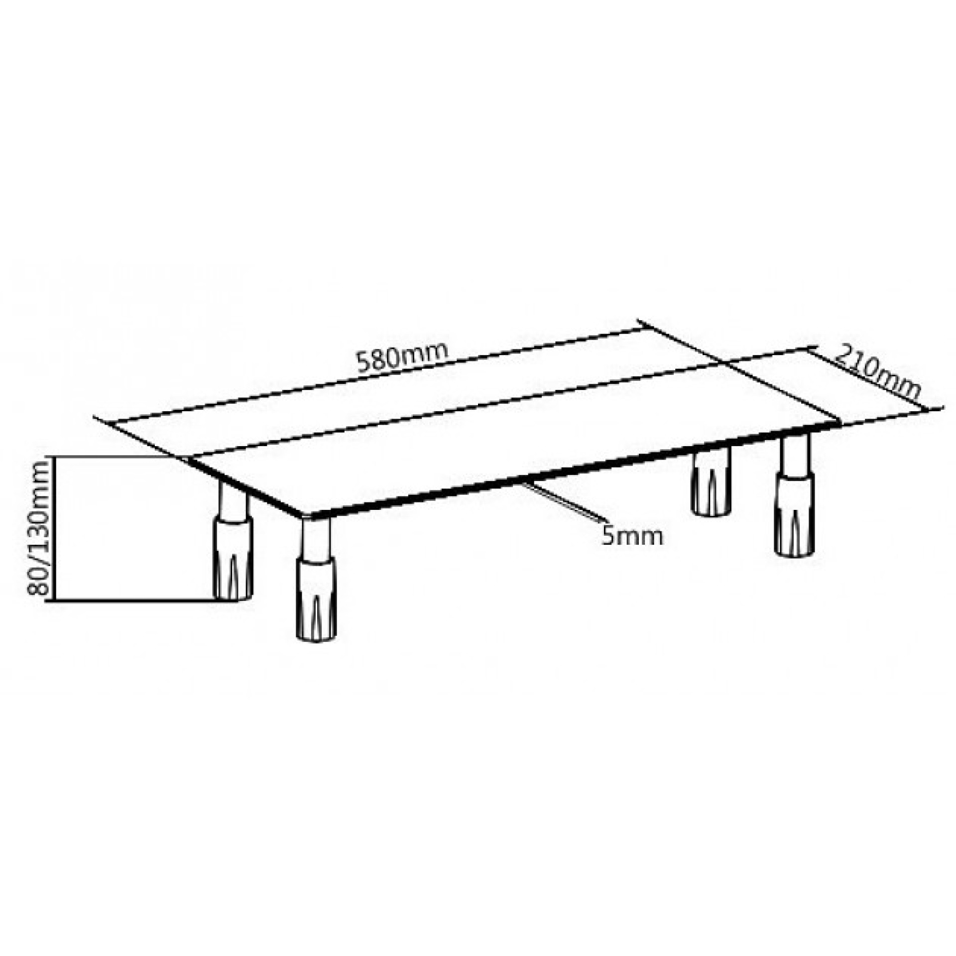 Universal glass stand, 580 x 210 x 130 mm