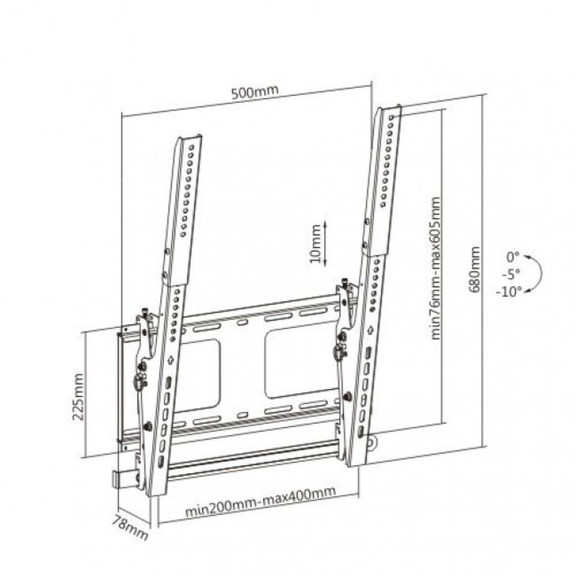 Portrait Tiltable Wall Mount for 40-55" TV LED LCD