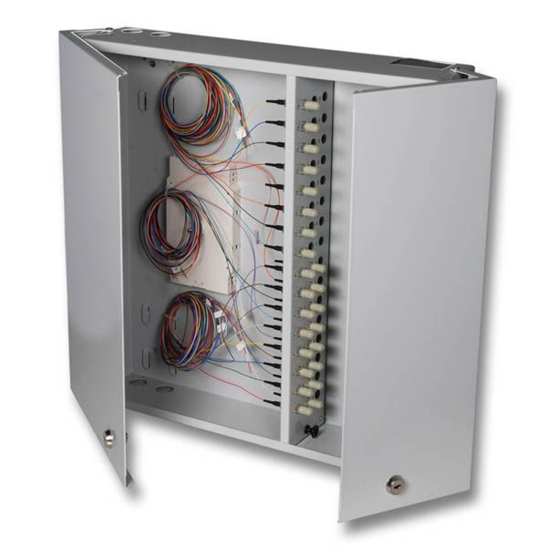 Wall Distributor ST 50/125µ, 12 Pigtails / 12 Adapter
