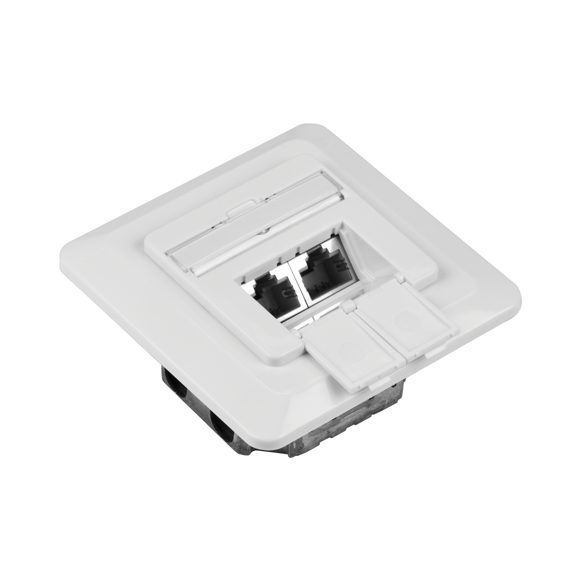 Datendose Cat.6A 500MHz rechts/links, Unterputz, 2xRJ45, RAL9010