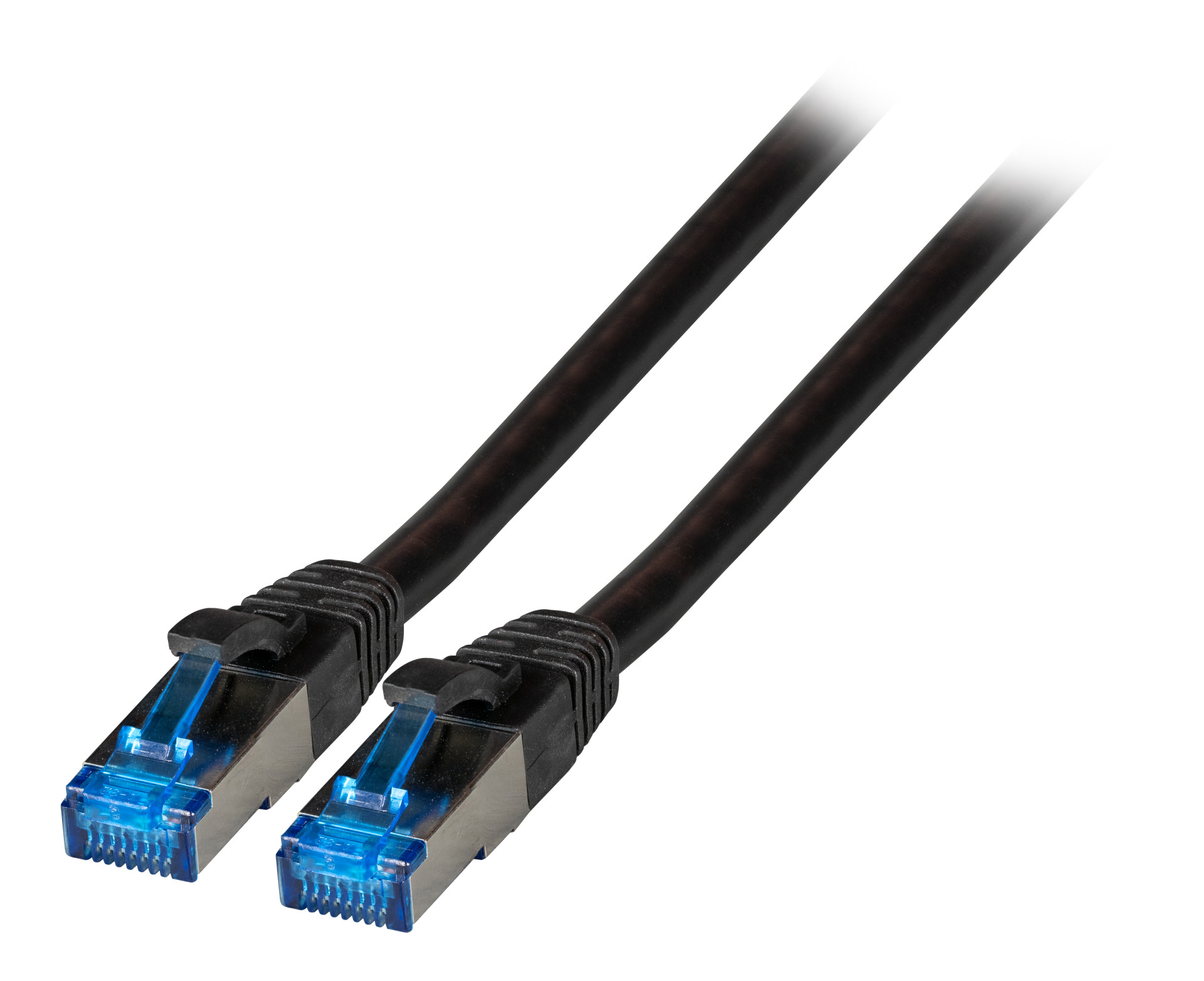 RJ45 Patch cable S/FTP, Cat.6A, Cat.7 Raw cable TPE superflex, 0,15m, black